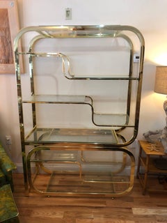 Milo Baughman DIA Style Brass and Glass Étagère