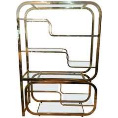 Vintage Milo Baughman DIA Style Brass and Glass Étagère