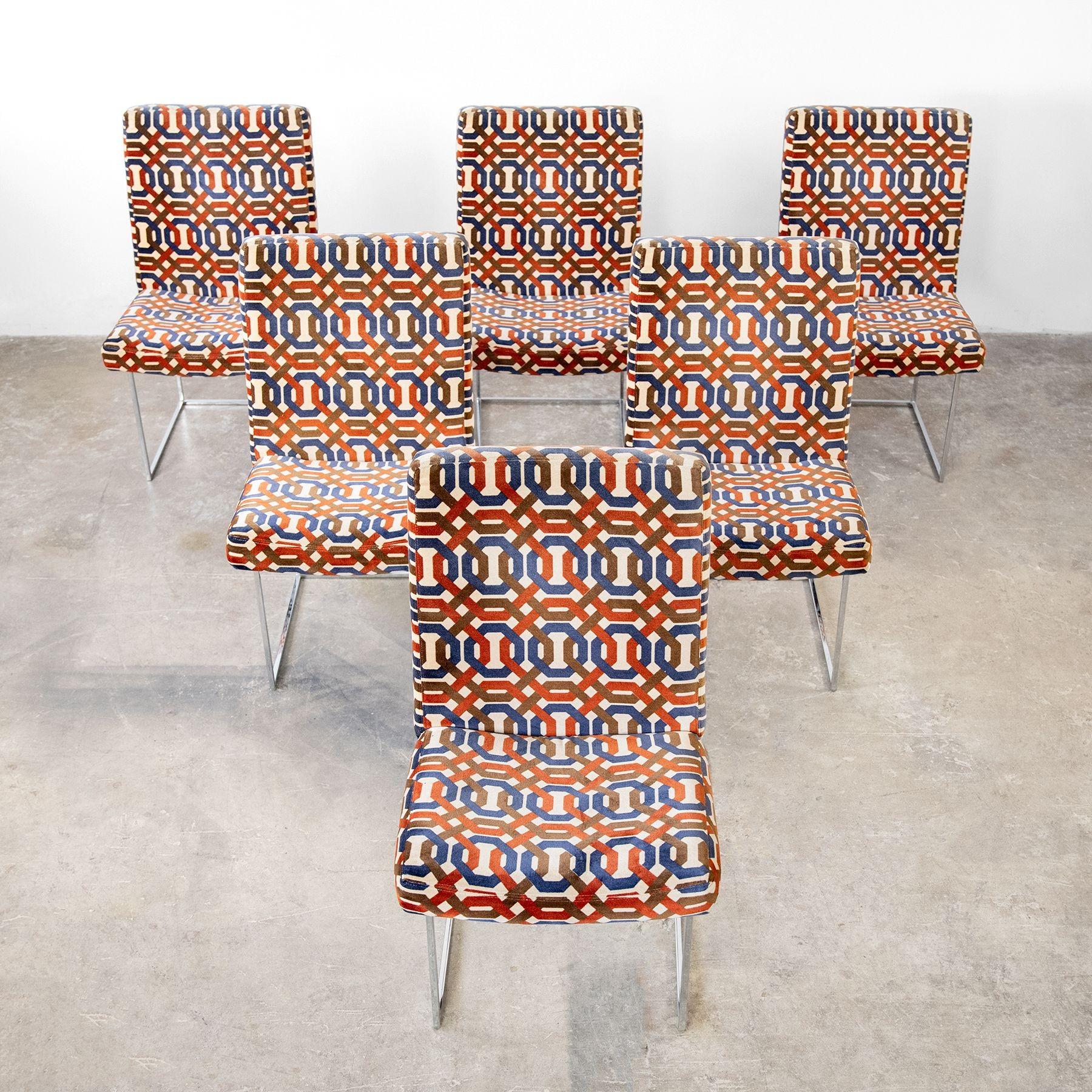 20ième siècle Chaises de salle à manger Milo Baughman en chrome de la série Thin Line de Thayer Coggin des années 1970 en vente