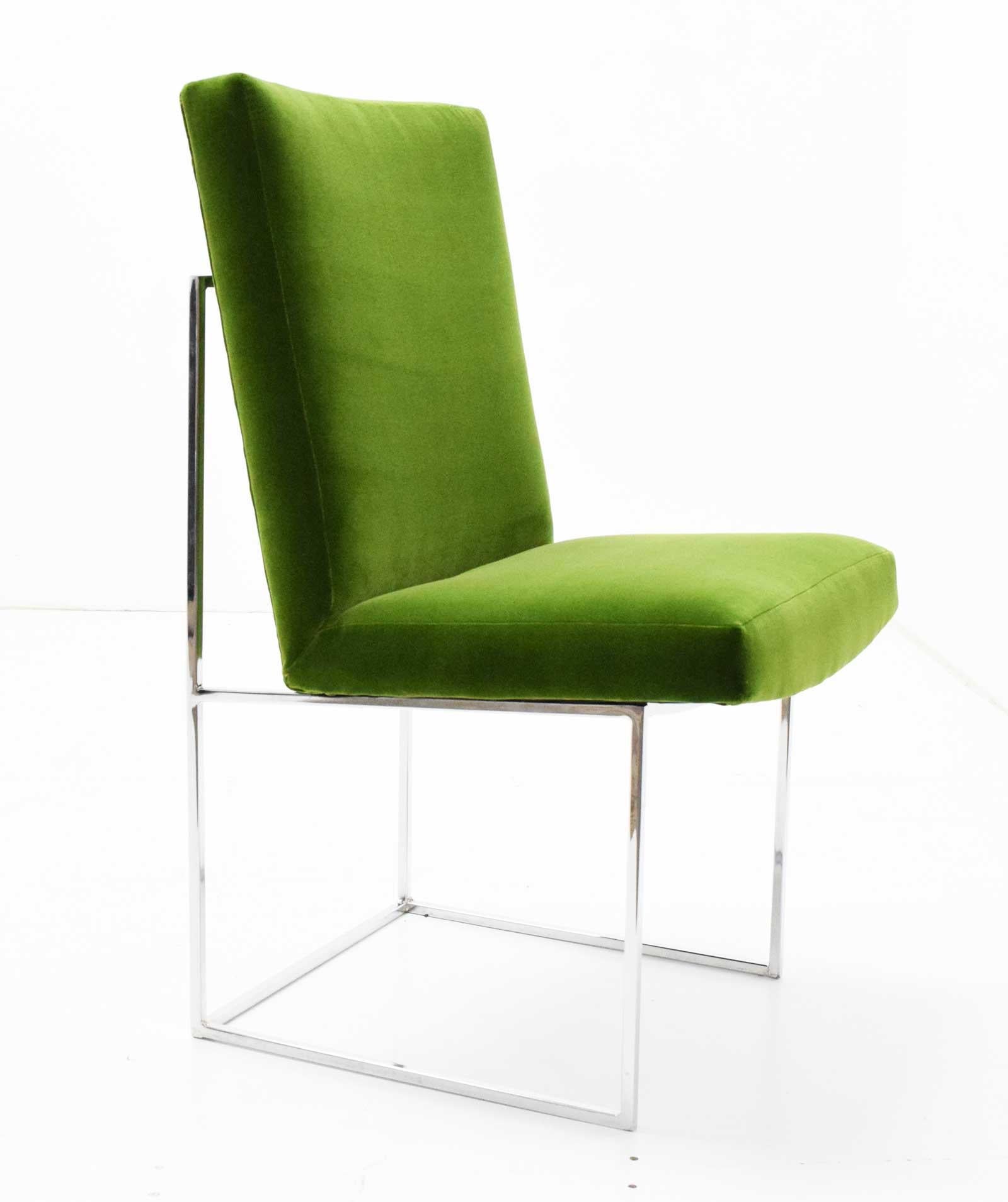 Mid-Century Modern Milo Baughman Dining Chairs in Italian Velvet, Eight