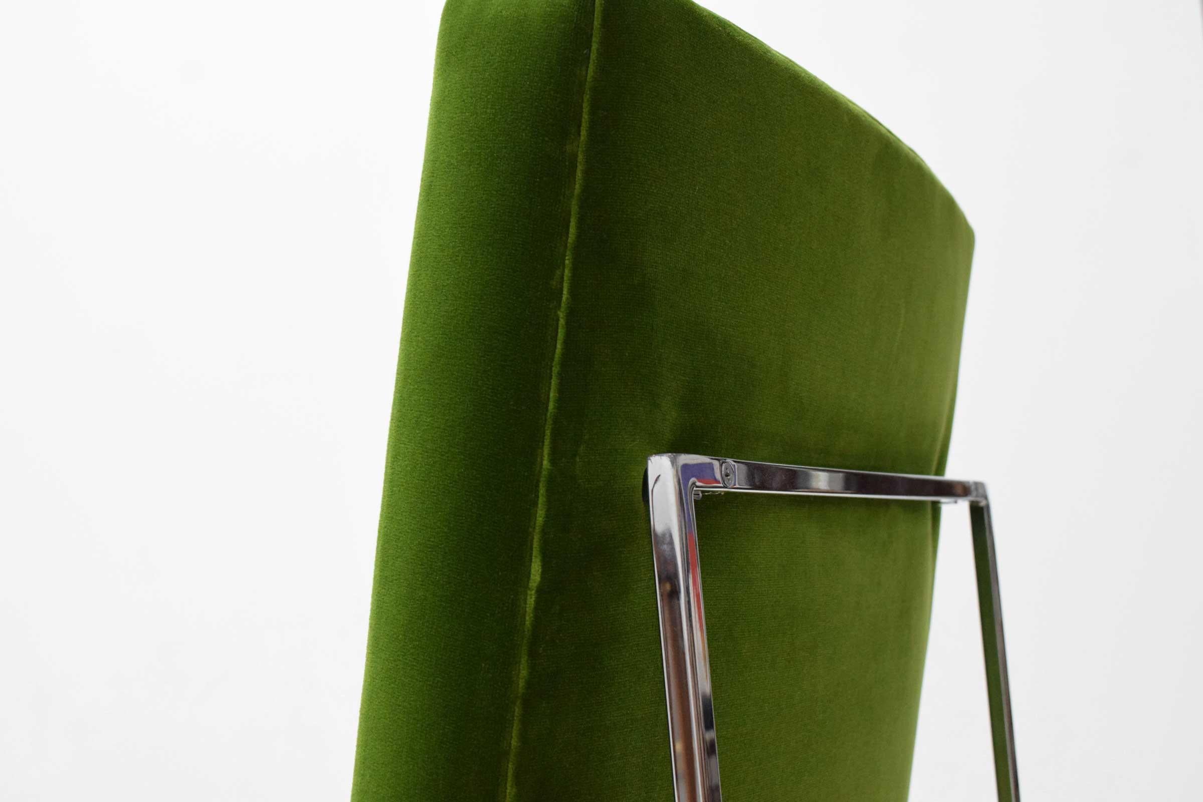 Milo Baughman Dining Chairs in Italian Velvet, Eight 2