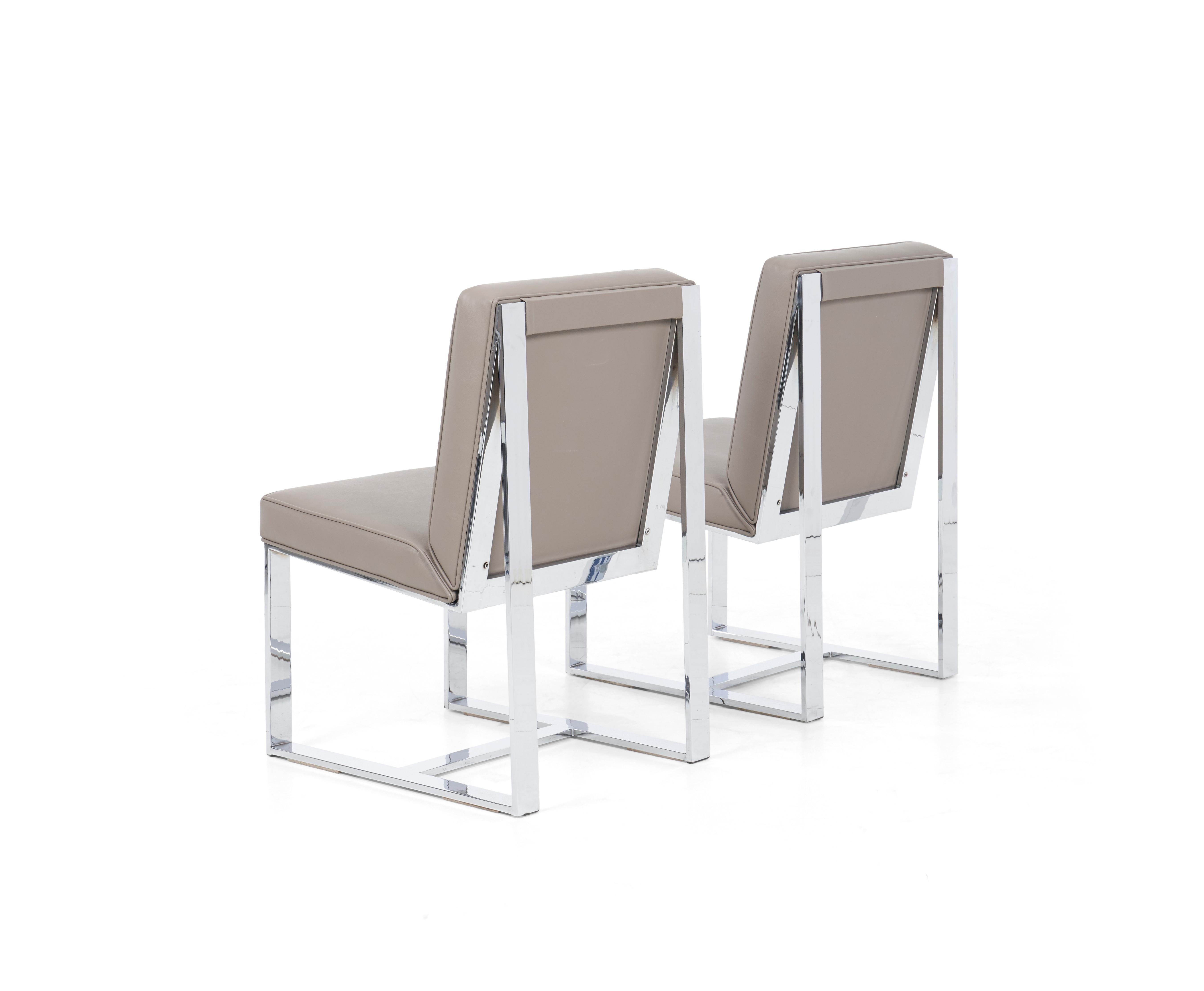 Plated Milo Baughman Dining Chairs, Set of 8