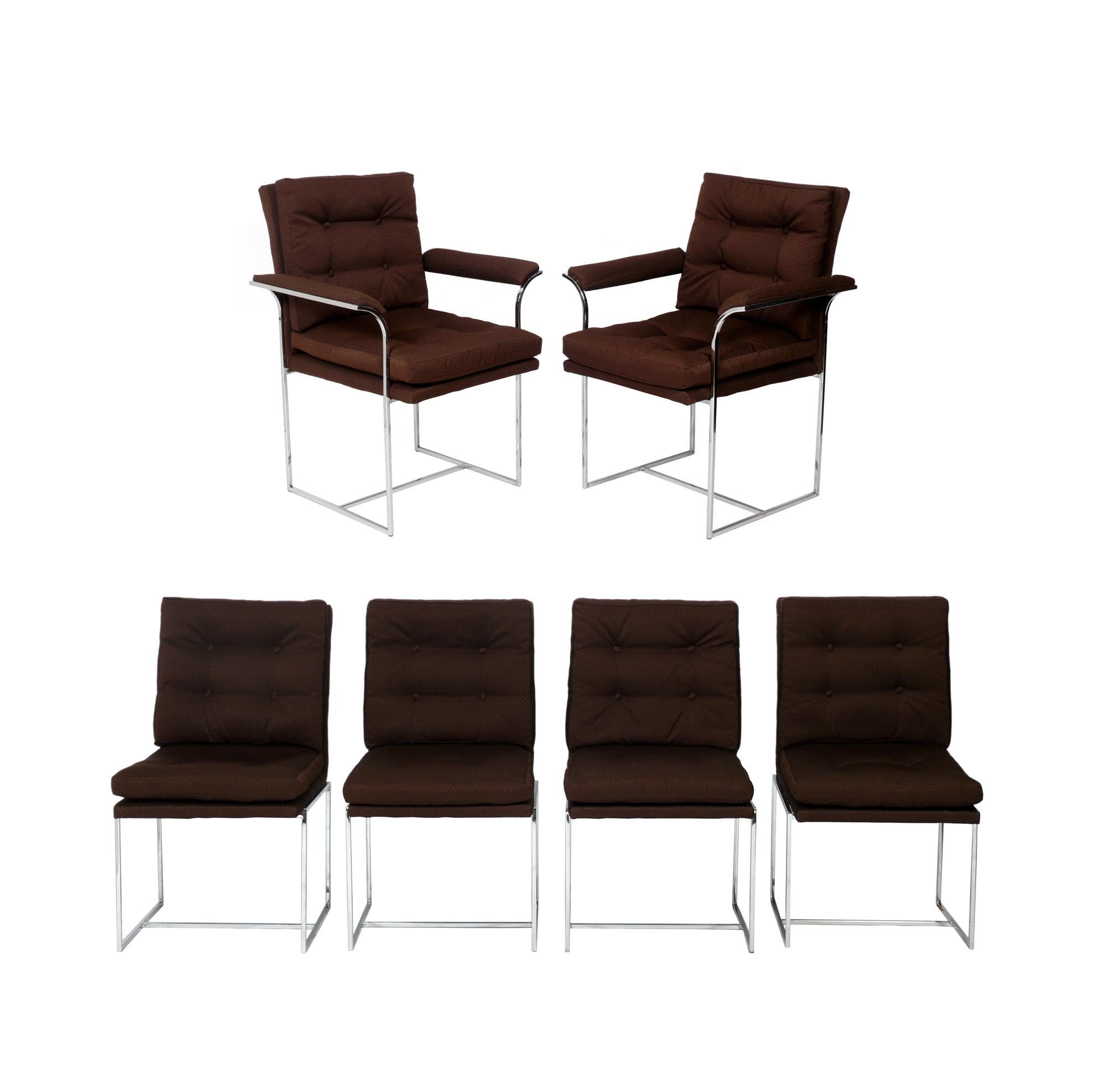 6 Chaises de salle à manger chromées Mid Century en vente