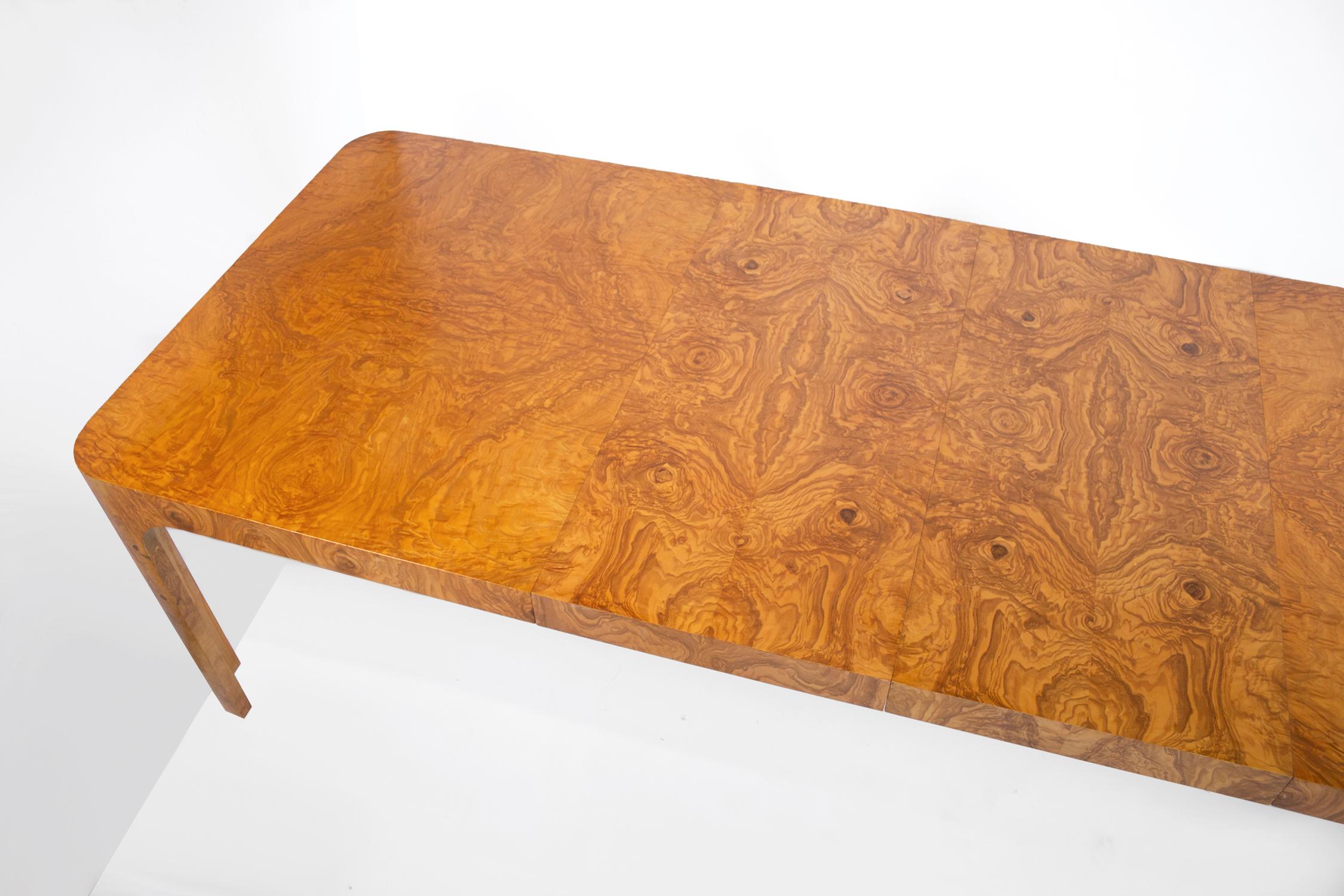 Milo Baughman Dining Table for Thayer Coggin in Olive Burl Wood, 1960s In Good Condition In Dallas, TX