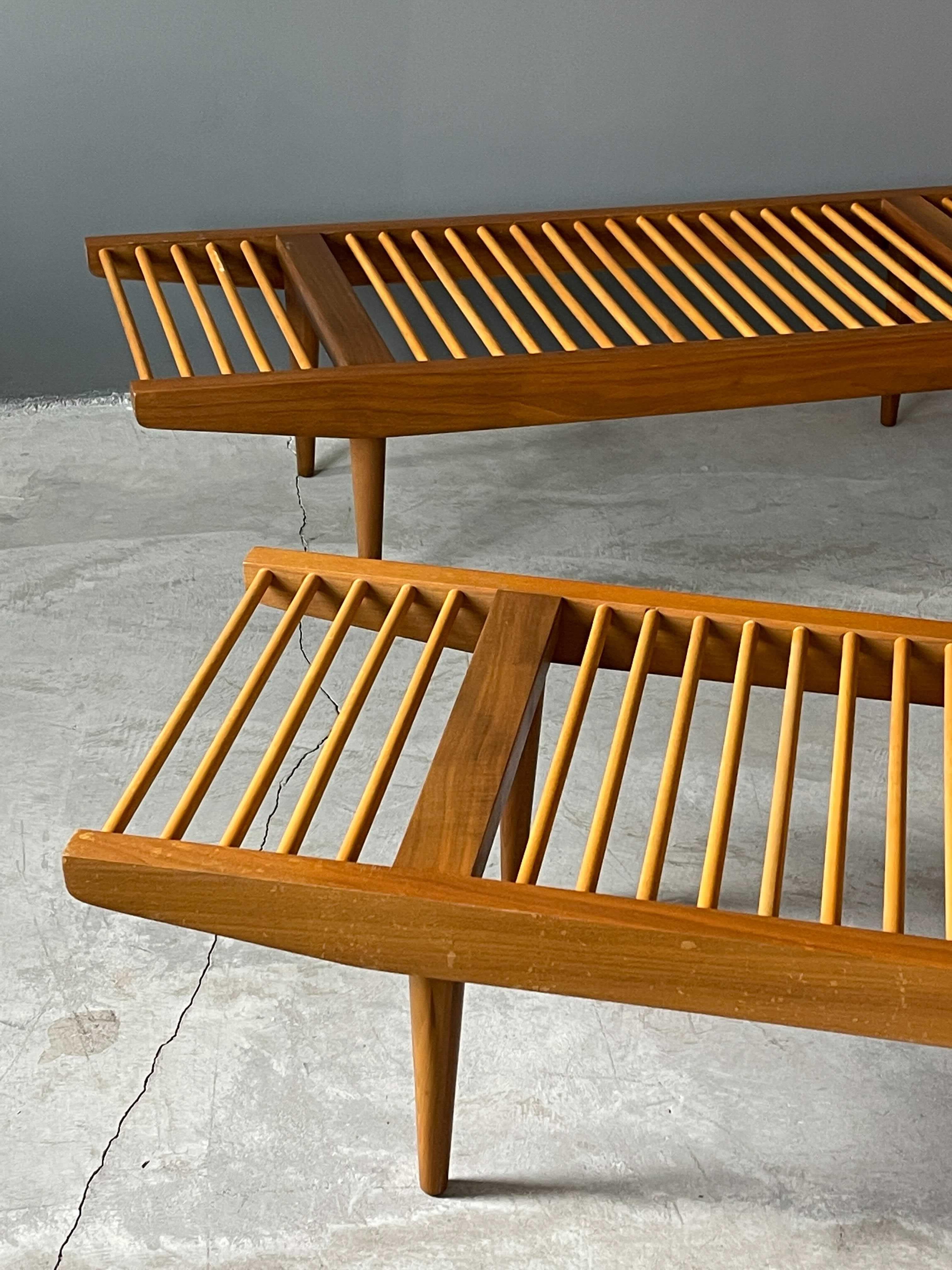 Mid-Century Modern Milo Baughman, Dowel Benches, Walnut, Glenn of California, United States, 1952