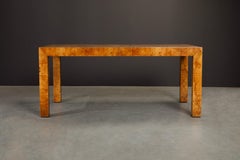 Milo Baughman Extendable Burl Dining Table Refinished in a French Polish, 1970s