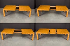 Milo Baughman Extendable Burl Dining Table Refinished in a French Polish, 1970s