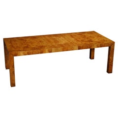 Milo Baughman Extendable Burl Dining Table Refinished in a French Polish, 1970s