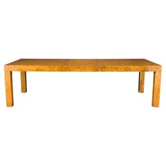 Milo Baughman Extendable Burl Dining Table Refinished in a French Polish, 1970s 