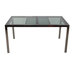 Mid Century Extendable Smoked Glass Dining Table
