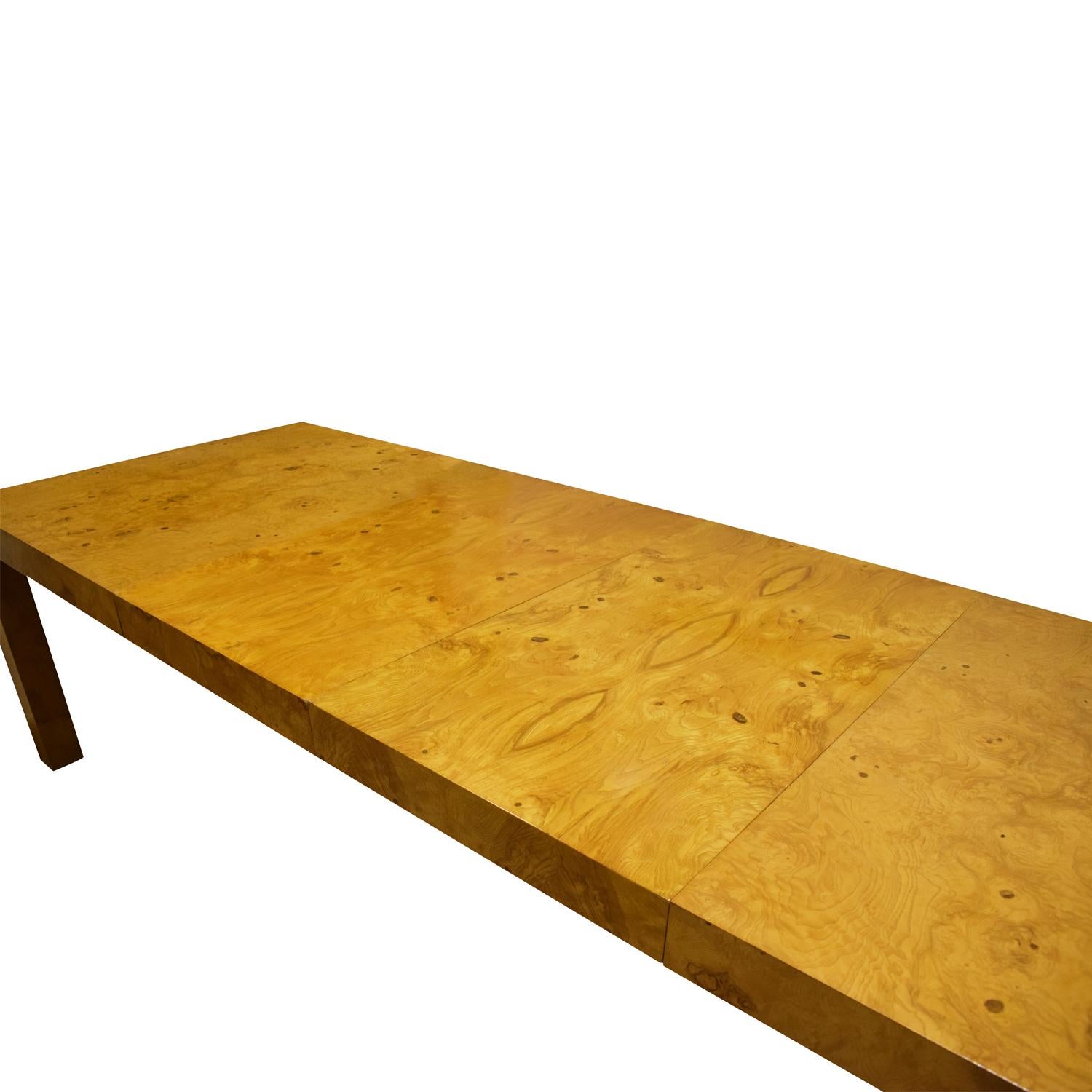 Milo Baughman Extension Dining Table in Olive Burl, 1960s In Excellent Condition In New York, NY