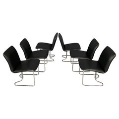 Retro DIA Set of Six Chrome Cantilevered Dining Chairs Mid Century