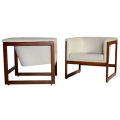 Milo Baughman Floating Cube Club Chairs