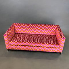 Milo Baughman Floating Flat Bar Chrome Frame Sofa