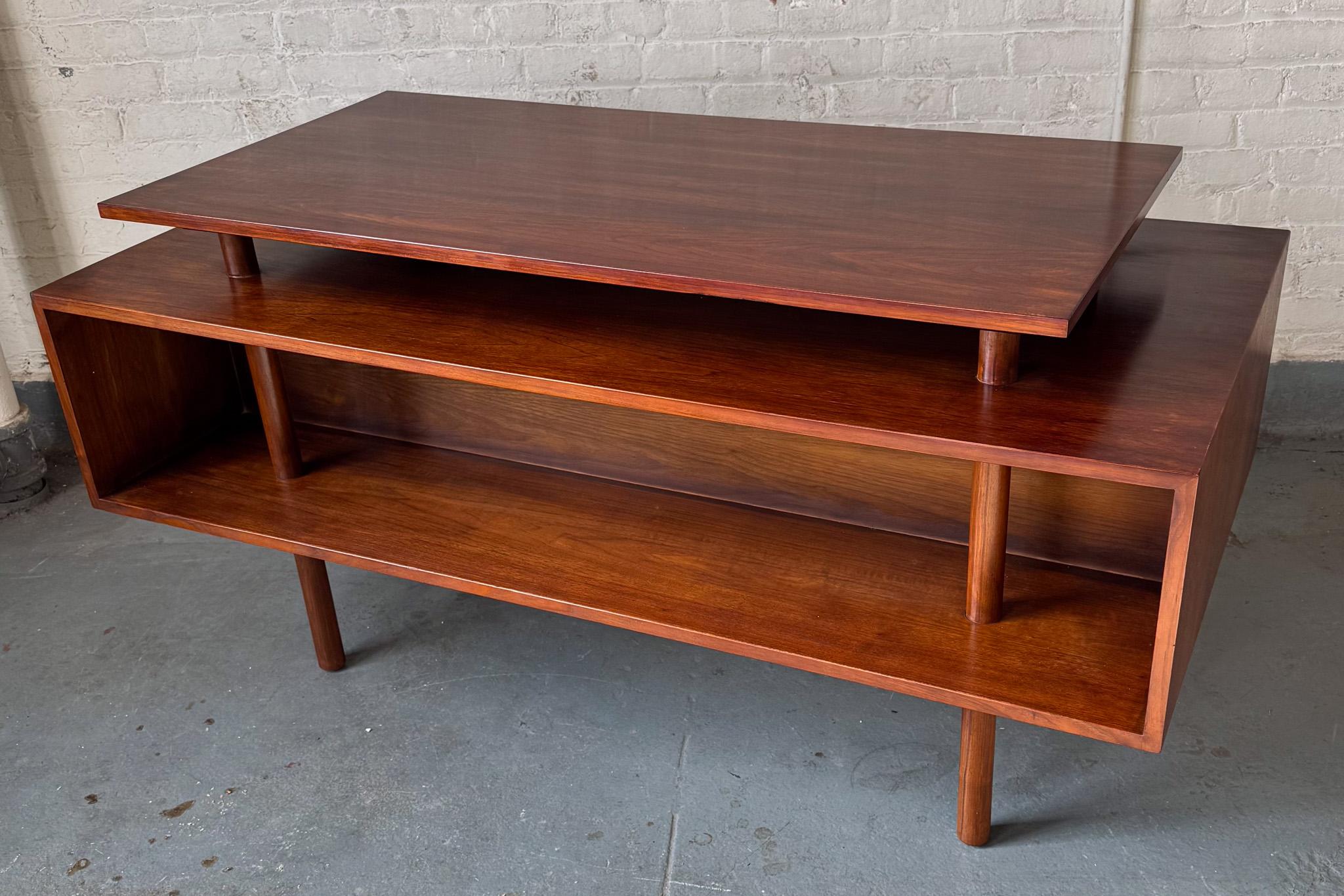 Walnut Milo Baughman Floating Top Desk, Model 1625