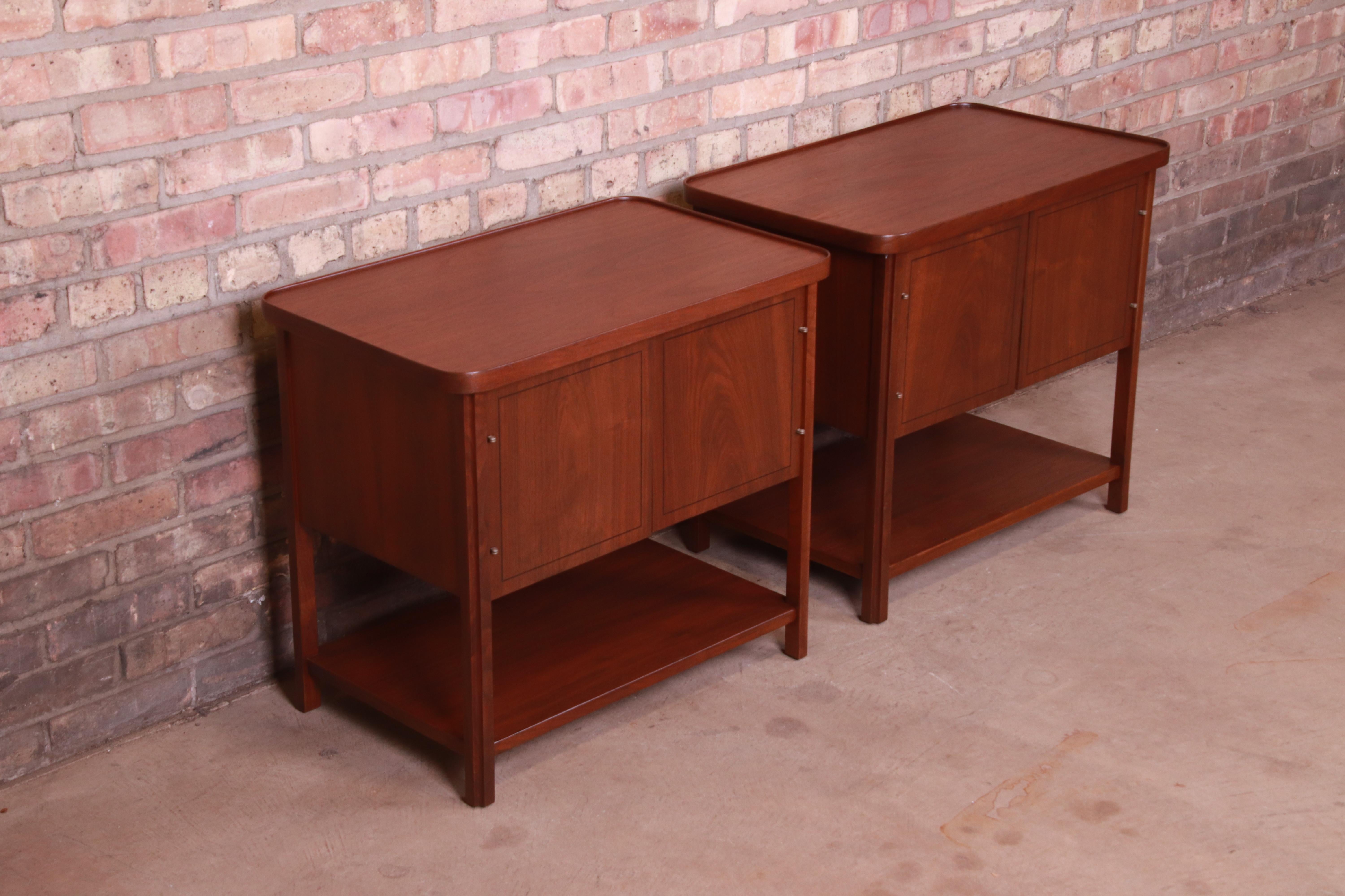Mid-20th Century Jack Cartwright for Founders Mid-Century Modern Walnut Nightstands, Refinished