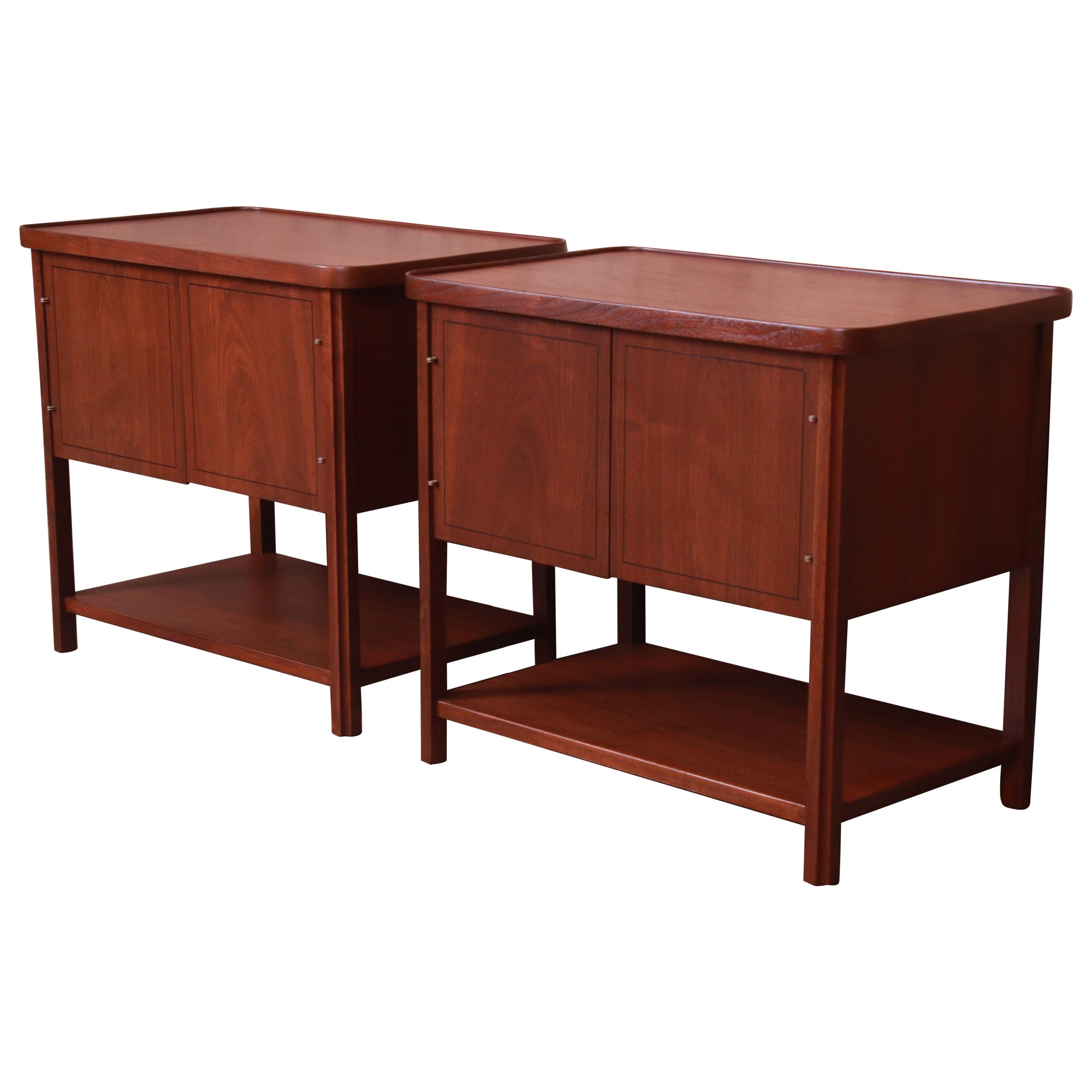 Jack Cartwright for Founders Mid-Century Modern Walnut Nightstands, Refinished