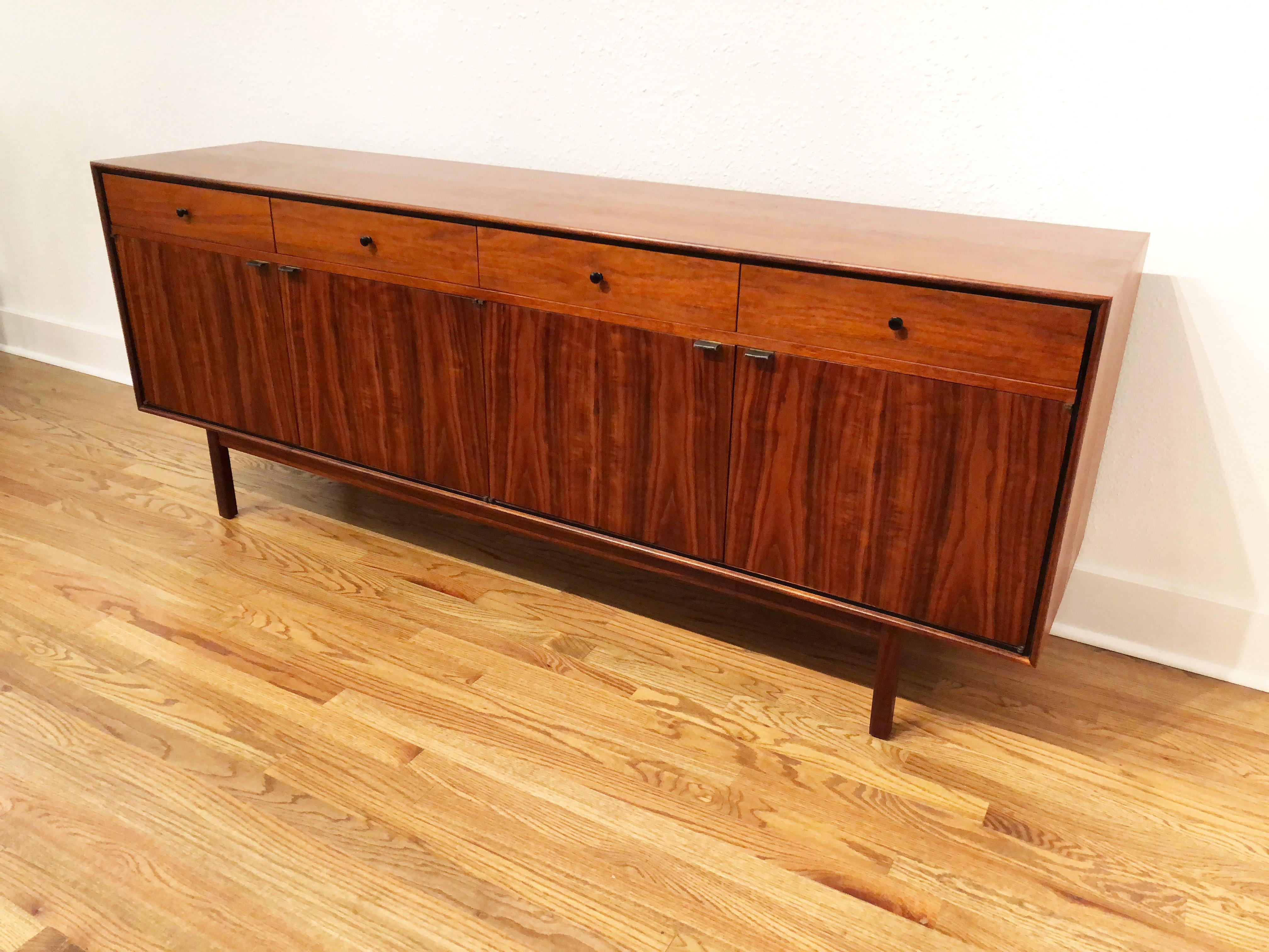 American Milo Baughman for Arch Gordon Walnut and Rosewood Credenza For Sale