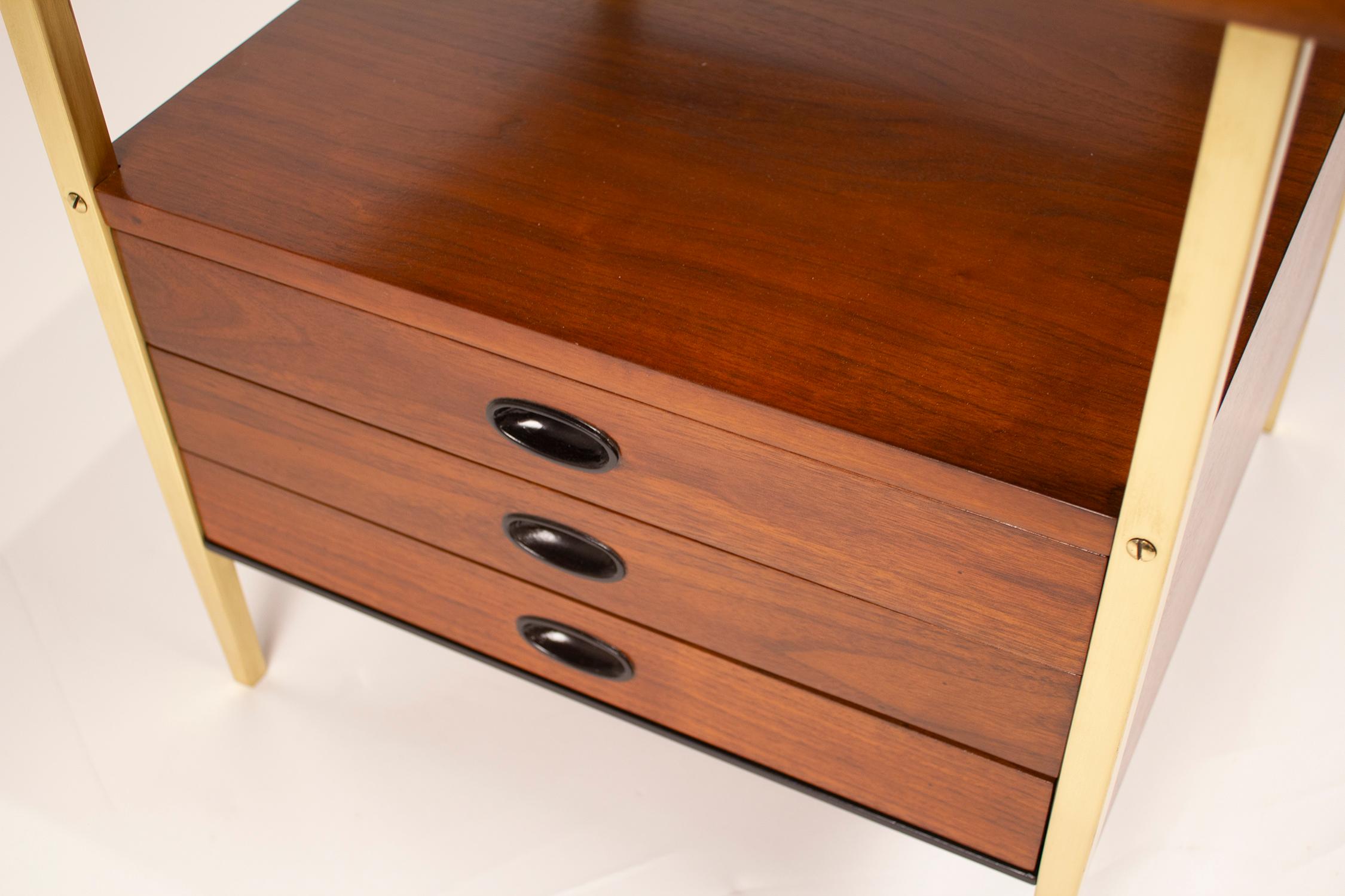 American Nightstands, Milo Baughman for Arch Gordon Walnut and Solid Brass  For Sale