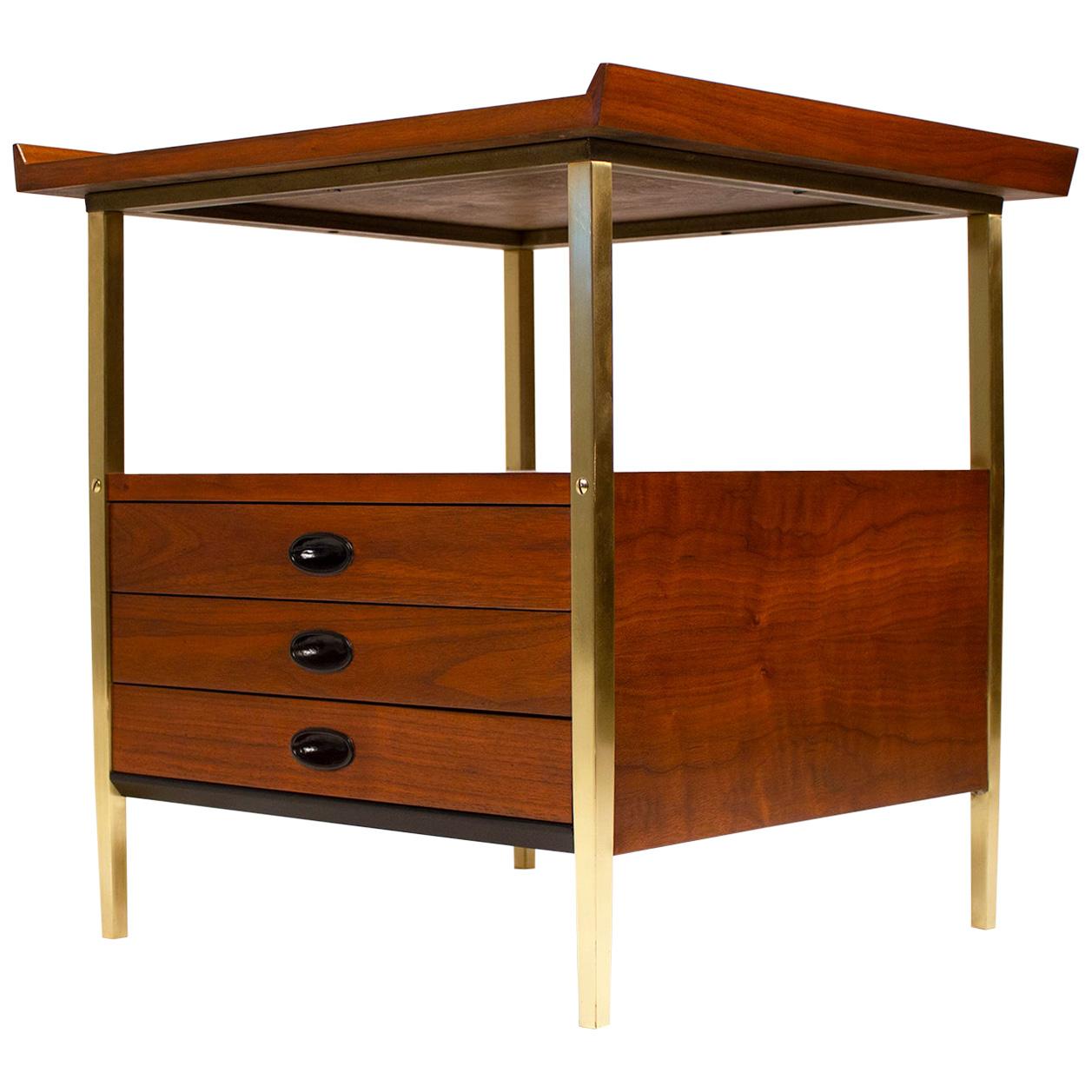 Nightstands, Milo Baughman for Arch Gordon Walnut and Solid Brass  For Sale