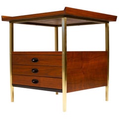 Nightstands, Milo Baughman for Arch Gordon Walnut and Solid Brass 