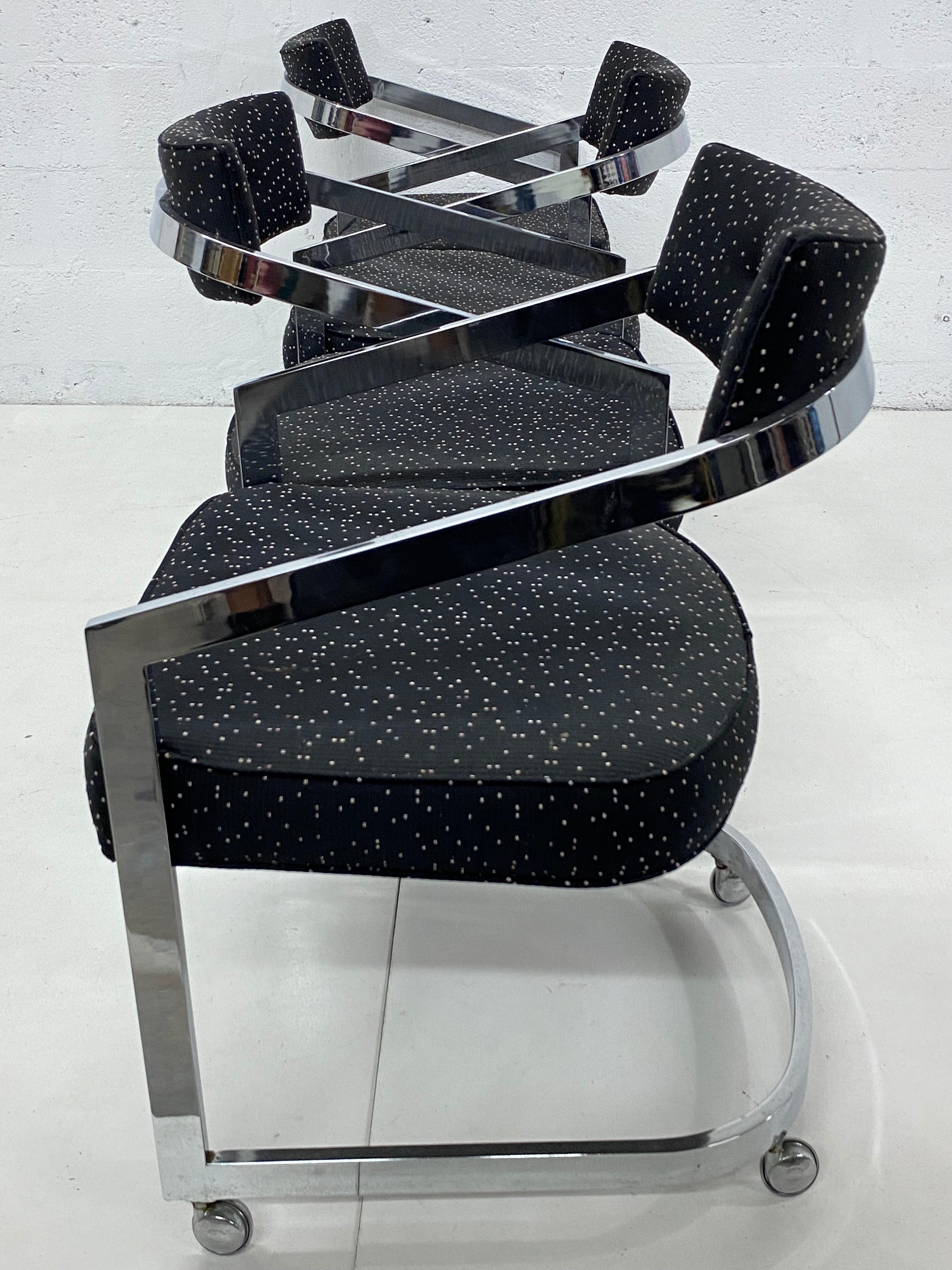 Late 20th Century Design Institute of America Chrome Cantilevered Dining Chairs