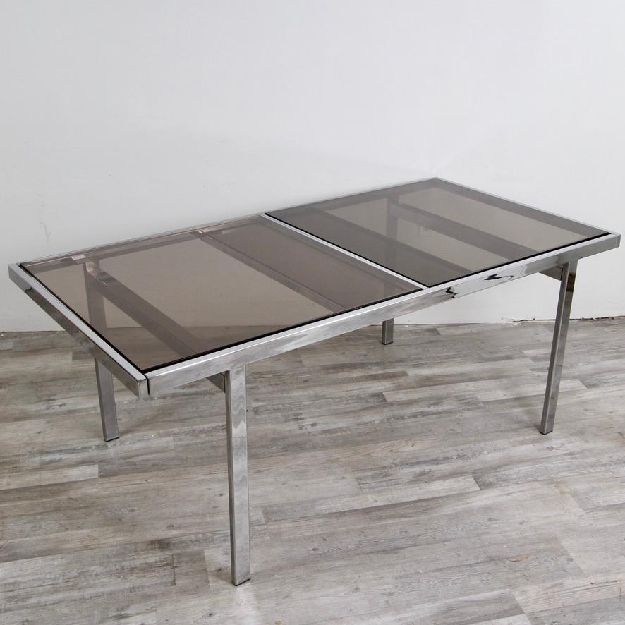 Smoked Glass Design Institute of America Dining Table For Sale