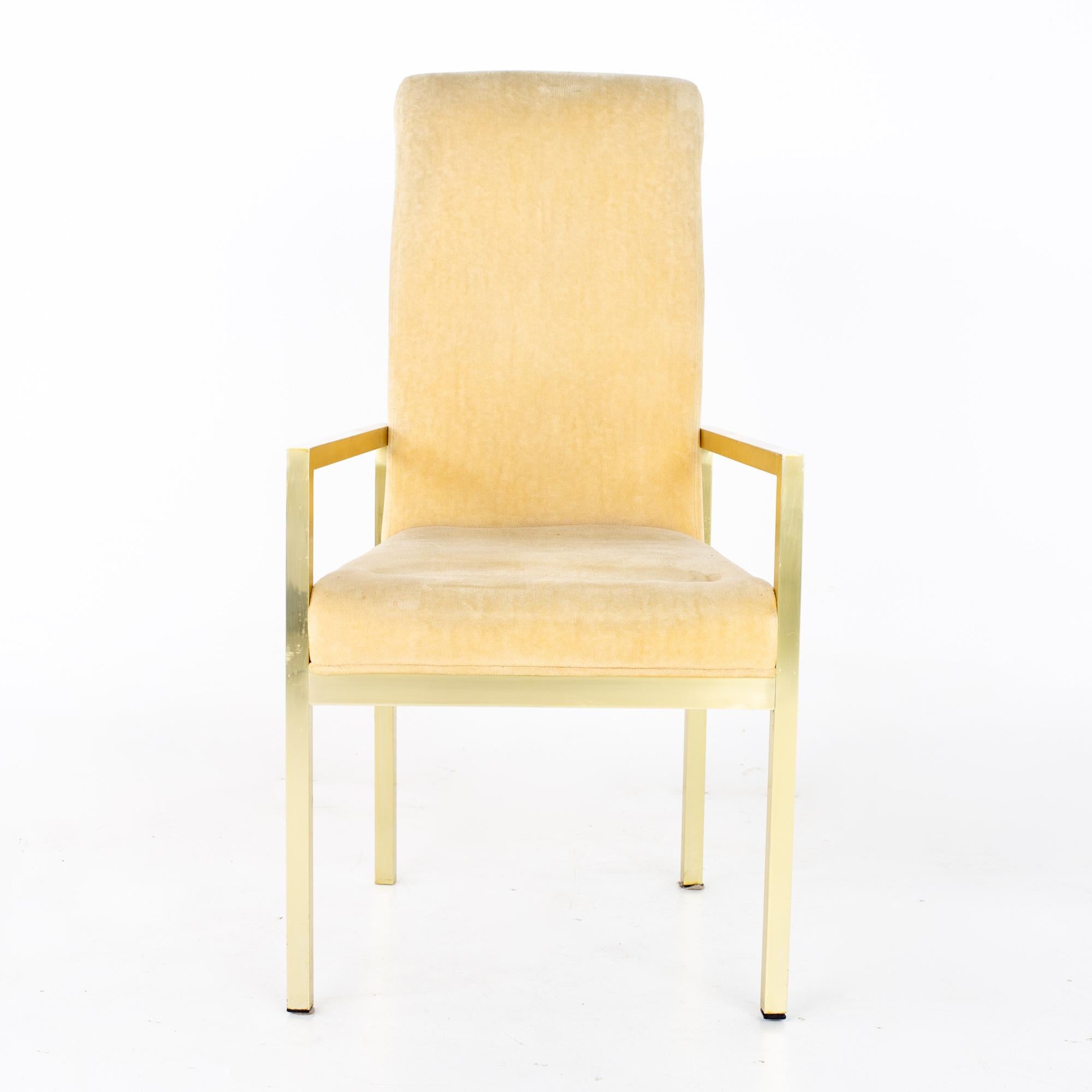 Fin du 20e siècle Chaises de salle à manger en laiton MCM Milo Baughman pour Design Institute of America - Lot de 6 en vente