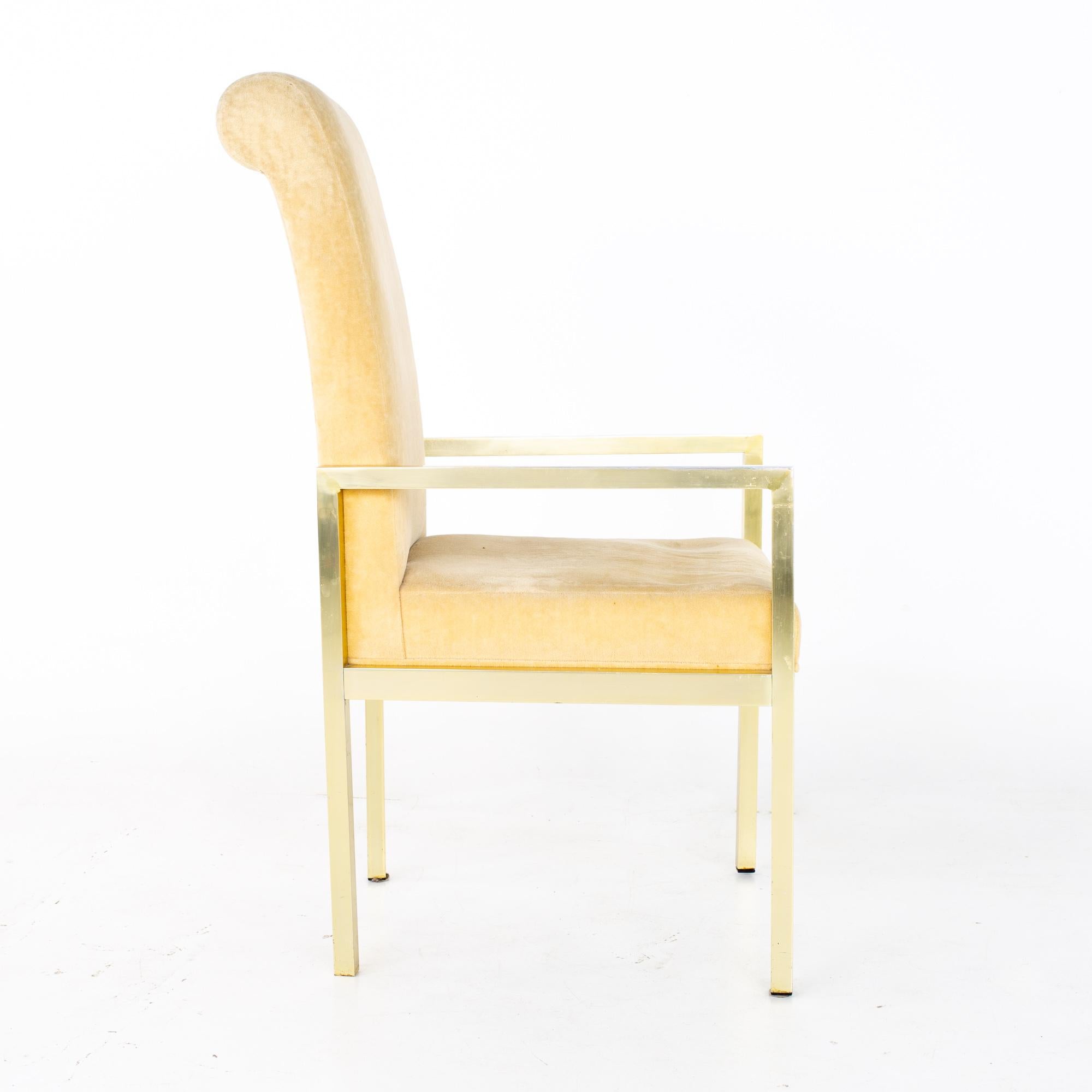Laiton Chaises de salle à manger en laiton Milo Baughman Style pour Design Institute America MCM - 6 en vente