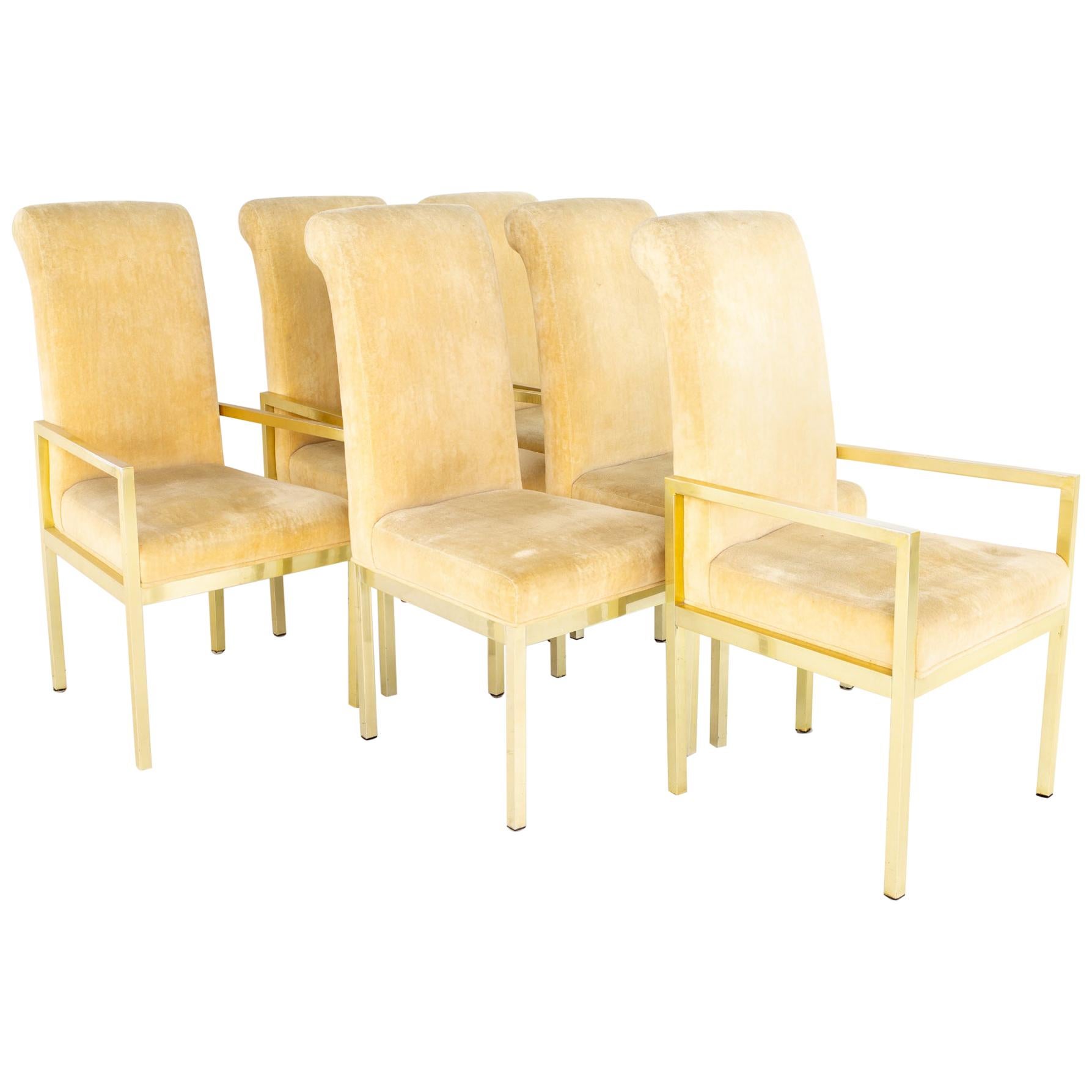 Chaises de salle à manger en laiton MCM Milo Baughman pour Design Institute of America - Lot de 6 en vente