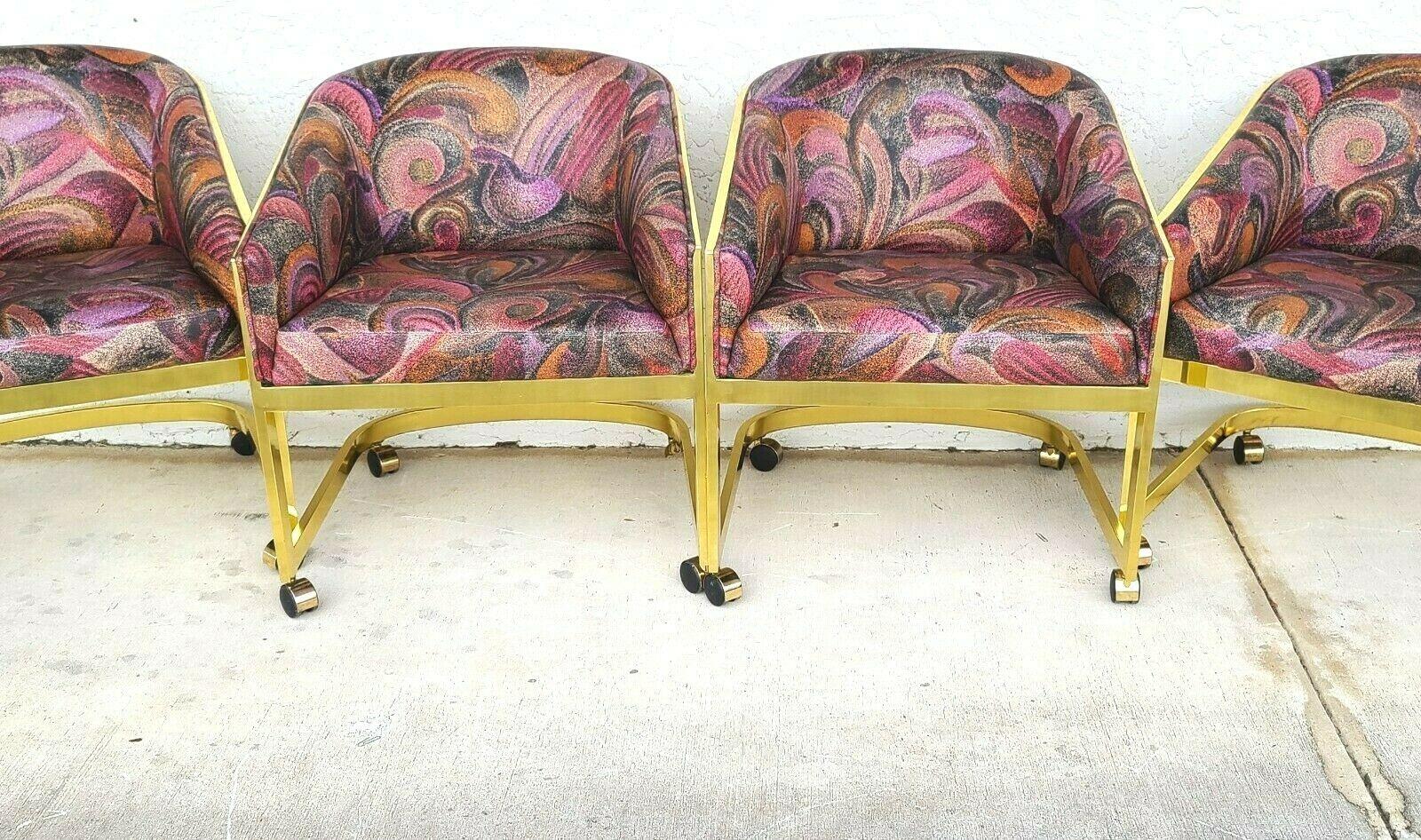 Offering One Of Our Recent Palm Beach Estate Fine Furniture Acquisitions Of A Set of 4 Design Institute of America Rolling Gaming dining club chairs

Approximate Measurements in Inches
29