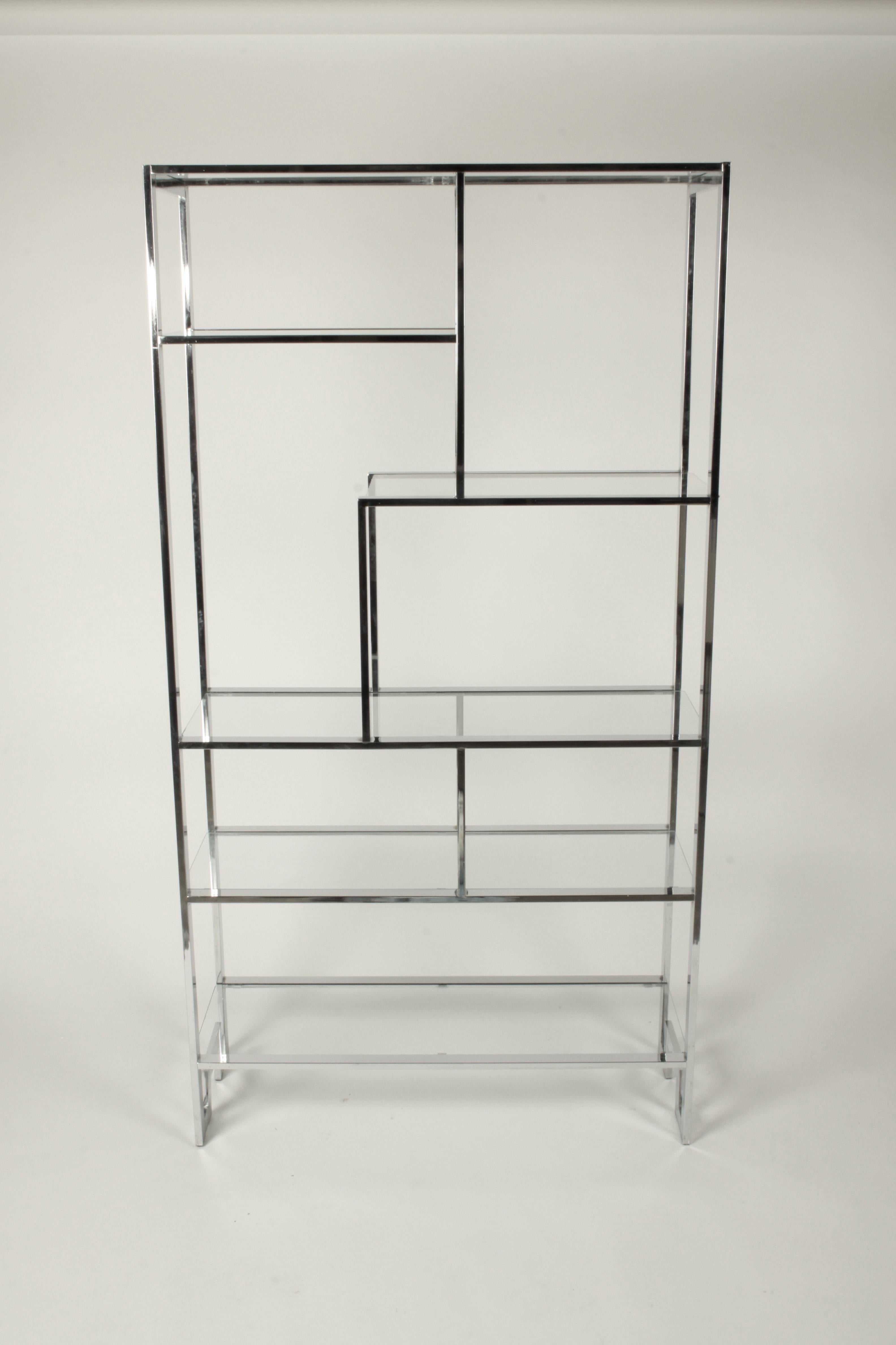 American Milo Baughman for DIA Chrome Geometric Étagère
