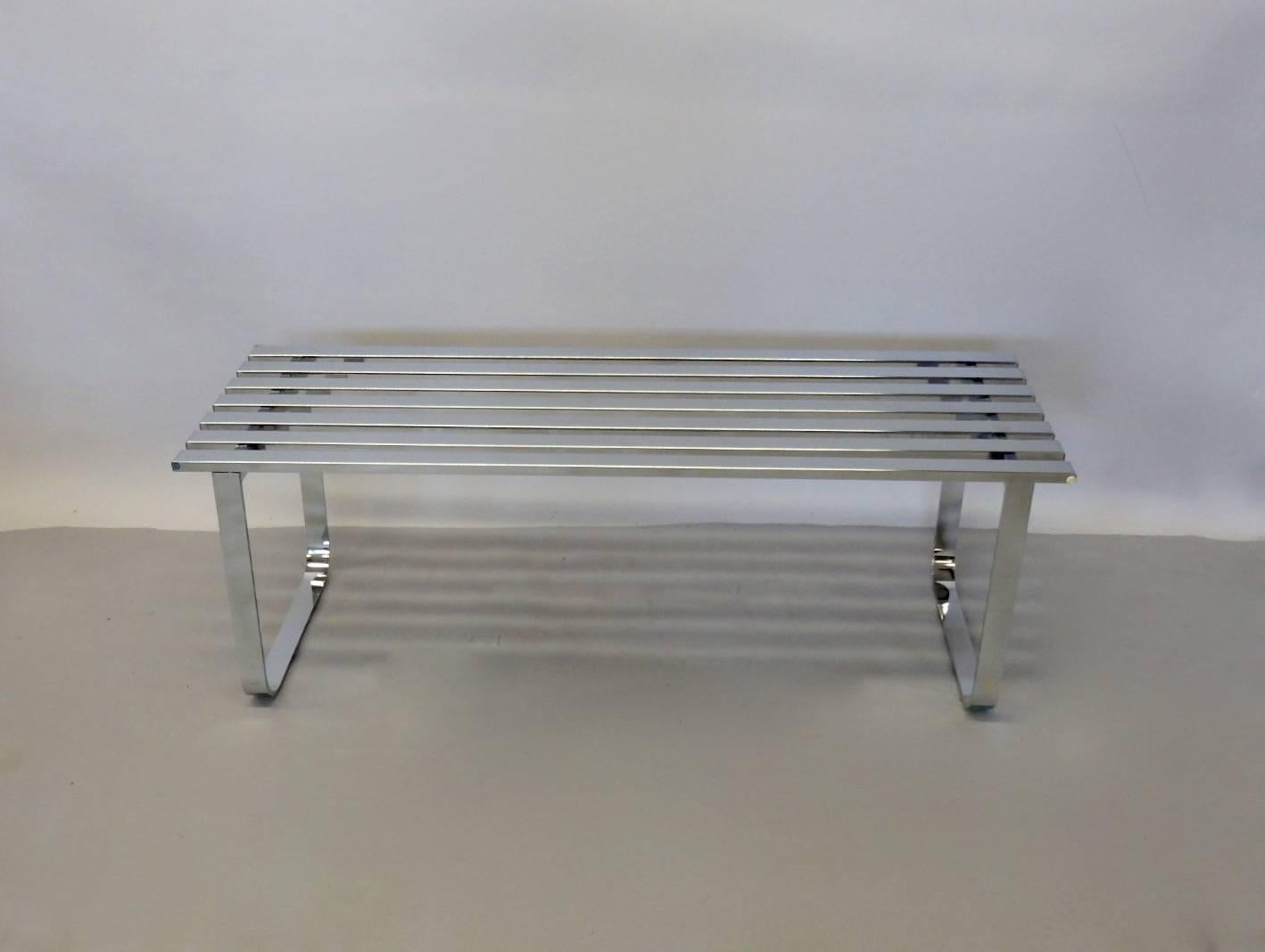 Mid-Century Modern Milo Baughman for DIA Chrome Slat Bench Coffee Table