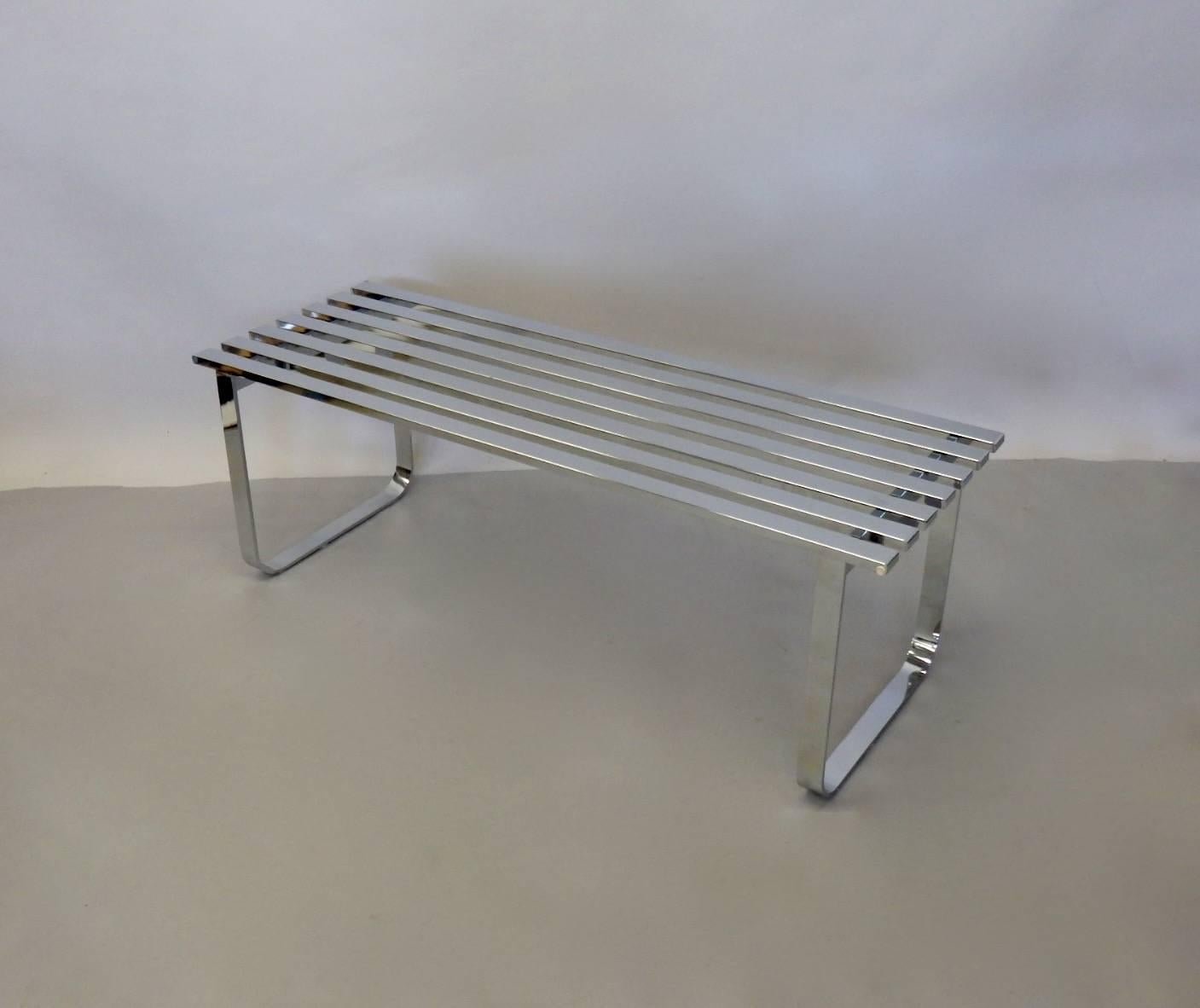 American Milo Baughman for DIA Chrome Slat Bench Coffee Table