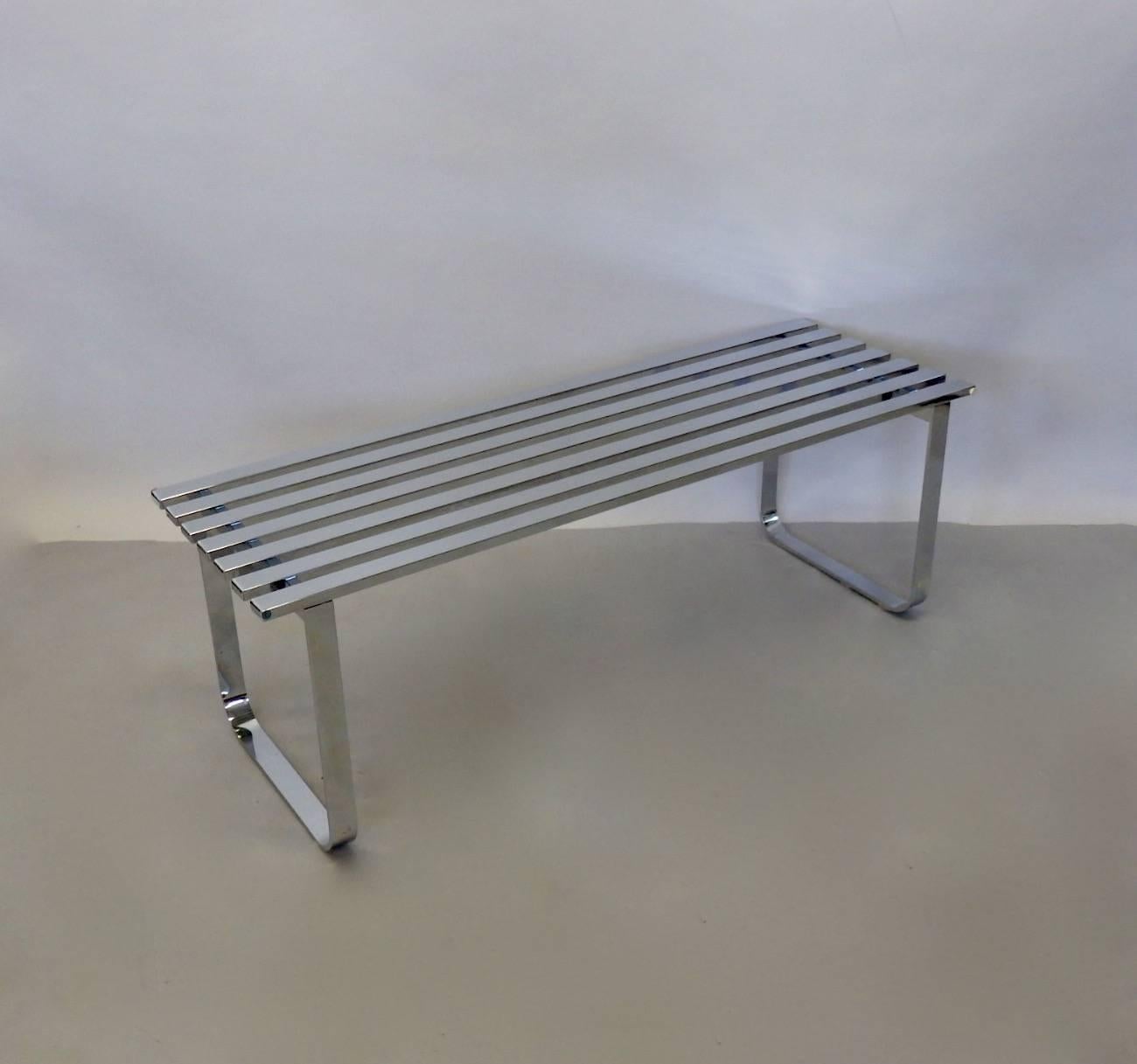 Milo Baughman for DIA Chrome Slat Bench Coffee Table In Good Condition In Ferndale, MI
