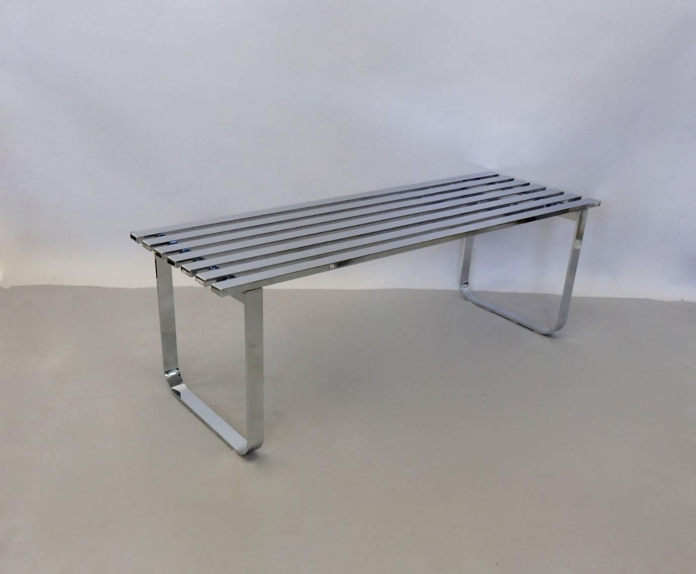 Milo Baughman for DIA Chrome Slat Bench Coffee Table 3