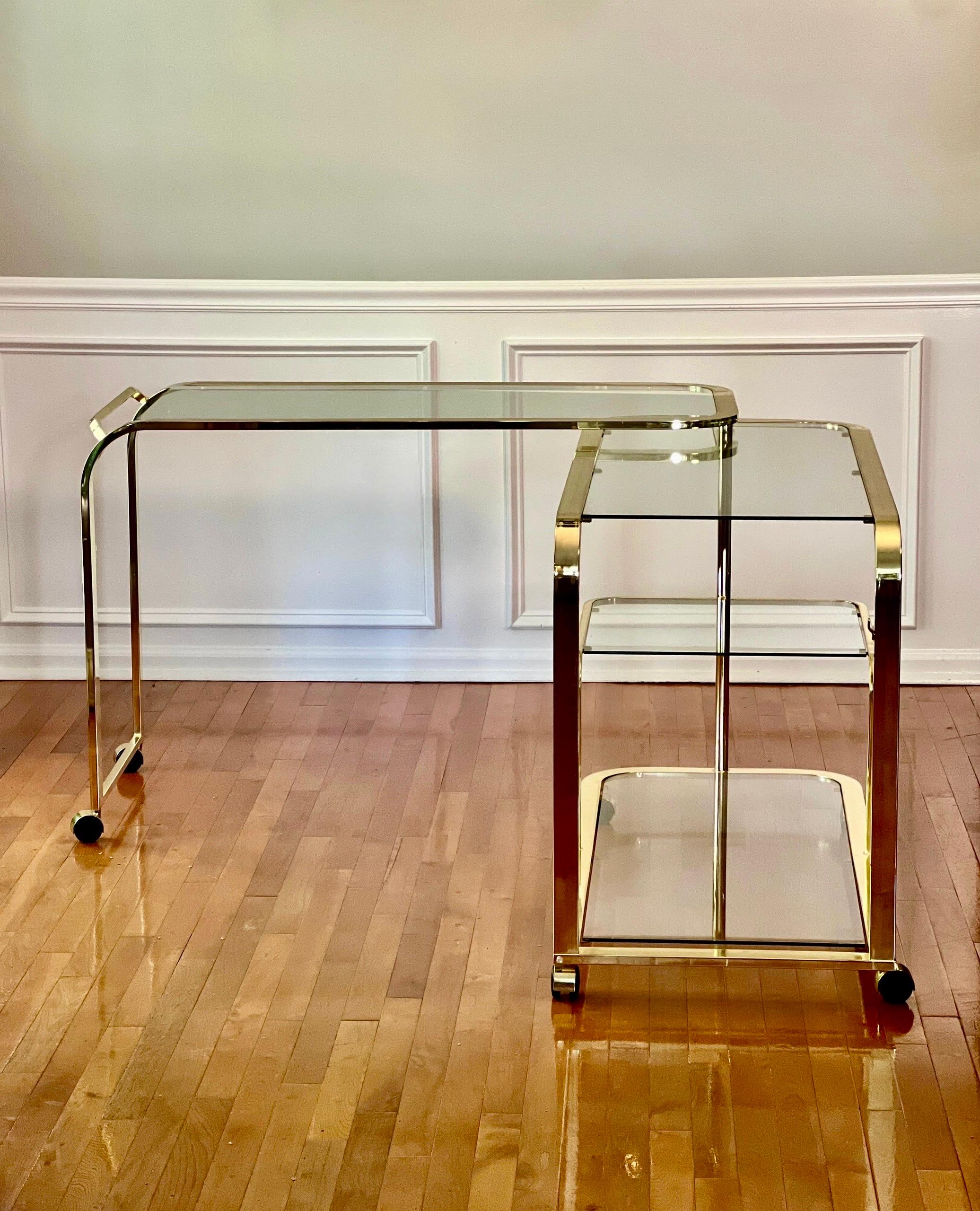 Milo Baughman for DIA Expandable Rolling Brass Bar Cart 4