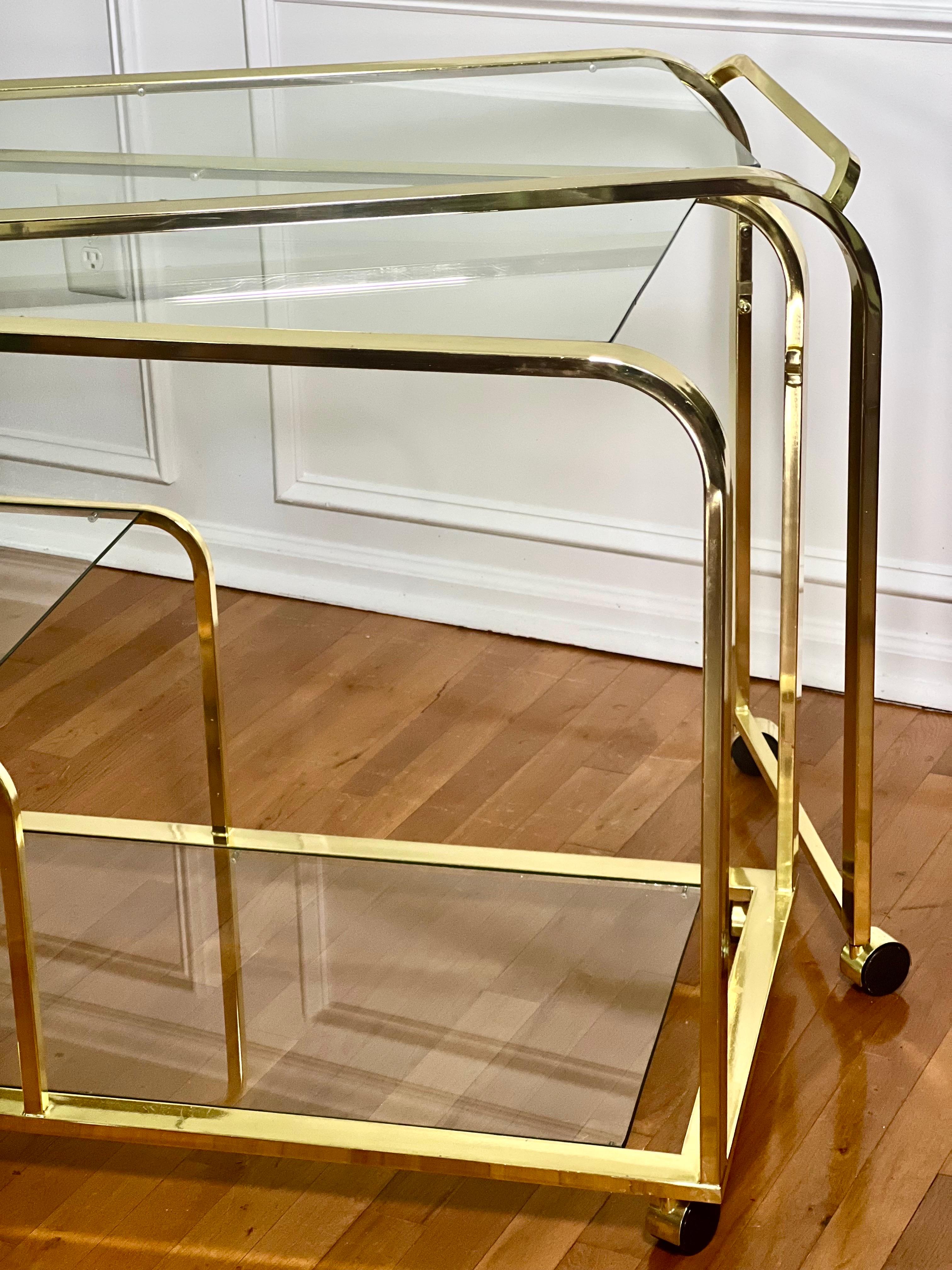 Milo Baughman for DIA Expandable Rolling Brass Bar Cart 6