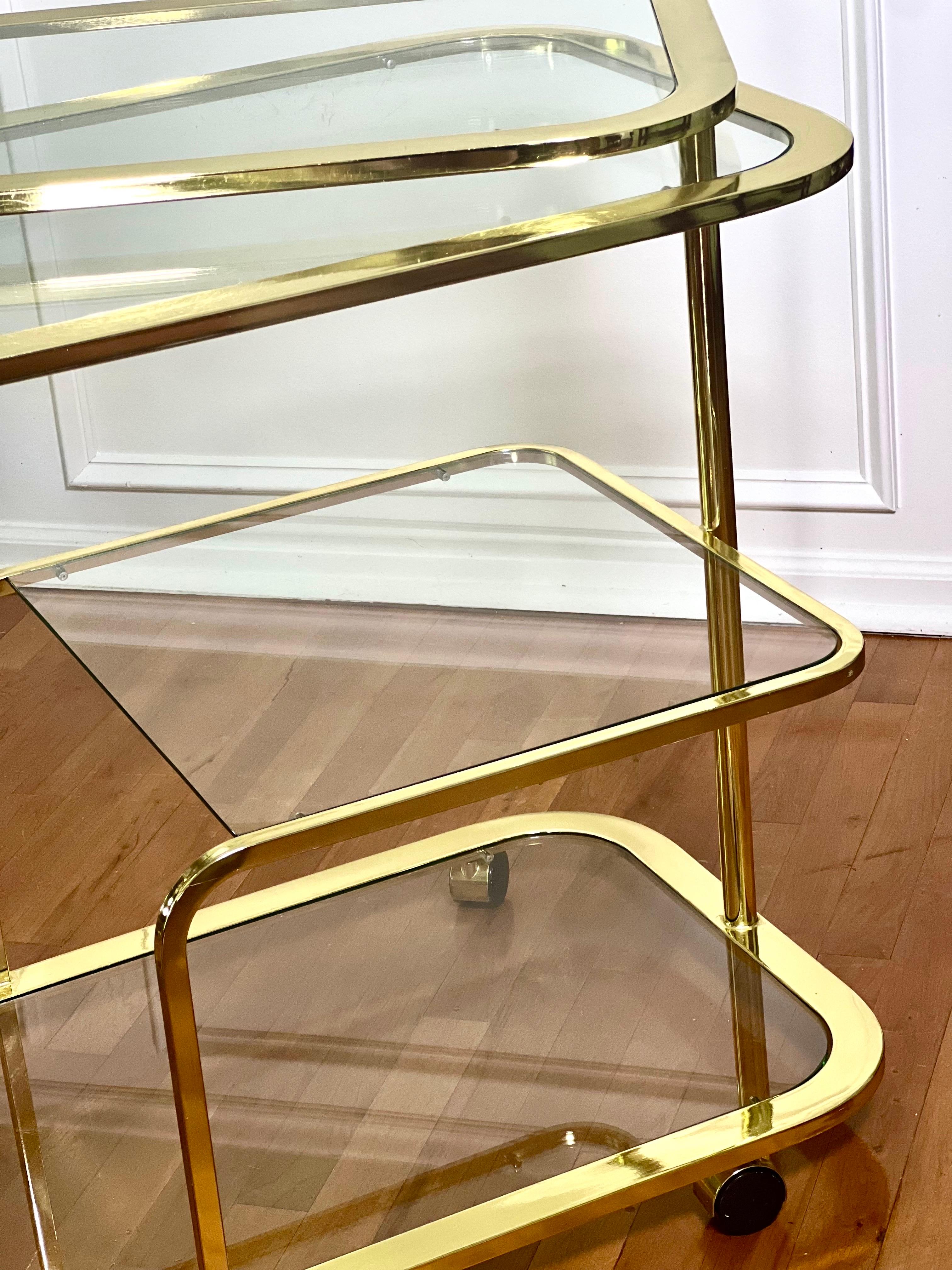 Milo Baughman for DIA Expandable Rolling Brass Bar Cart 7