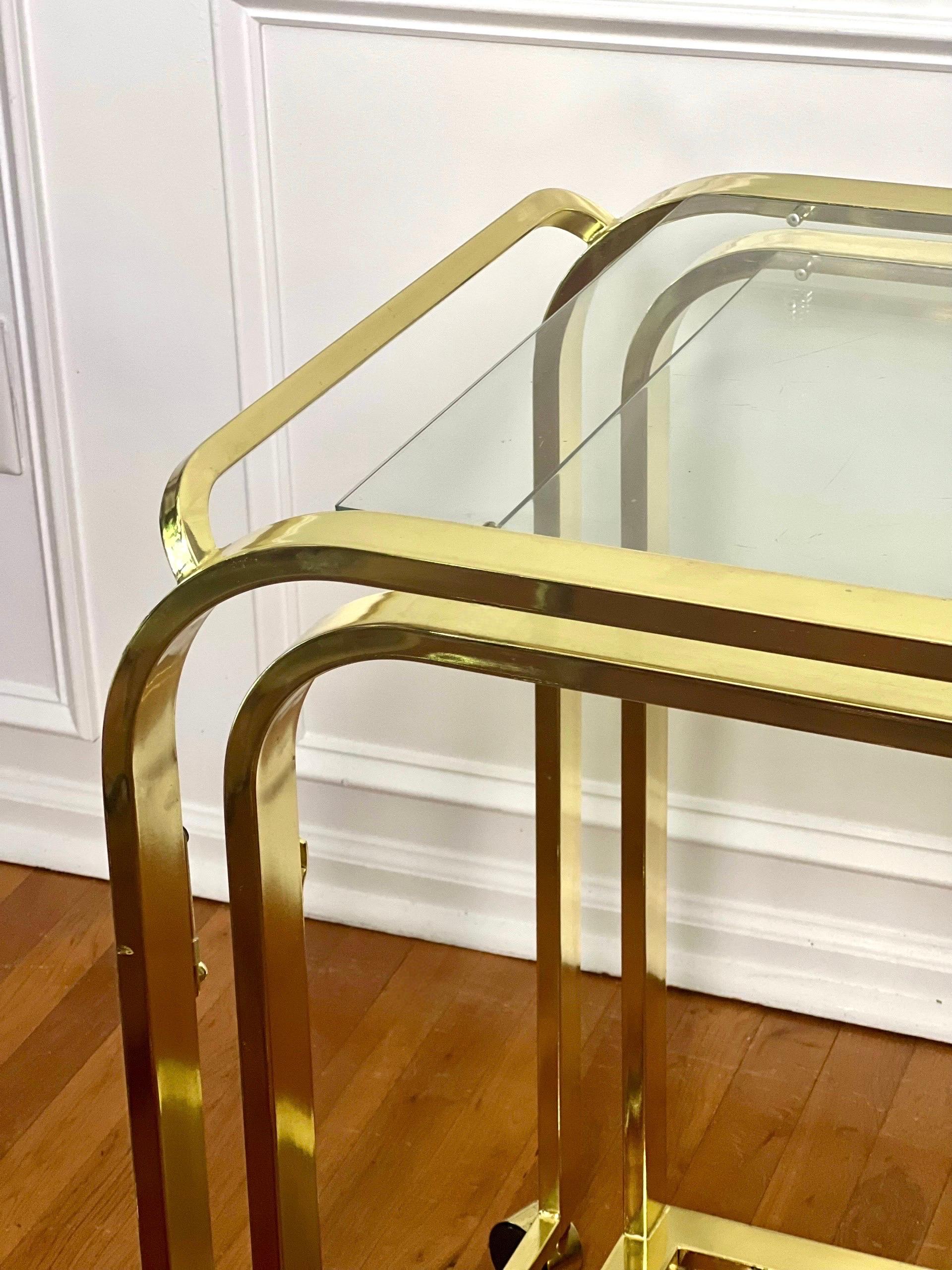 Milo Baughman for DIA Expandable Rolling Brass Bar Cart 9