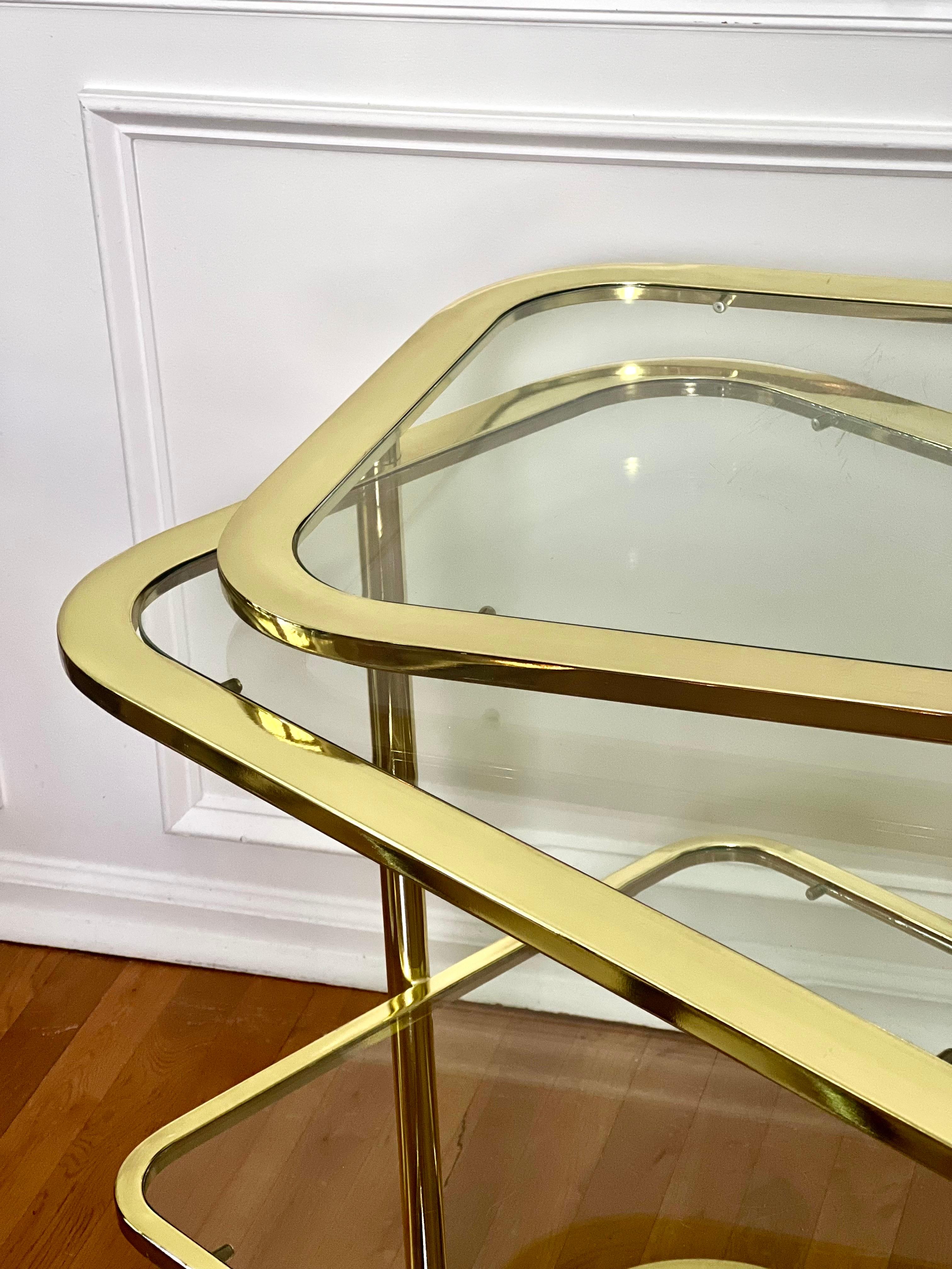 Milo Baughman for DIA Expandable Rolling Brass Bar Cart 10