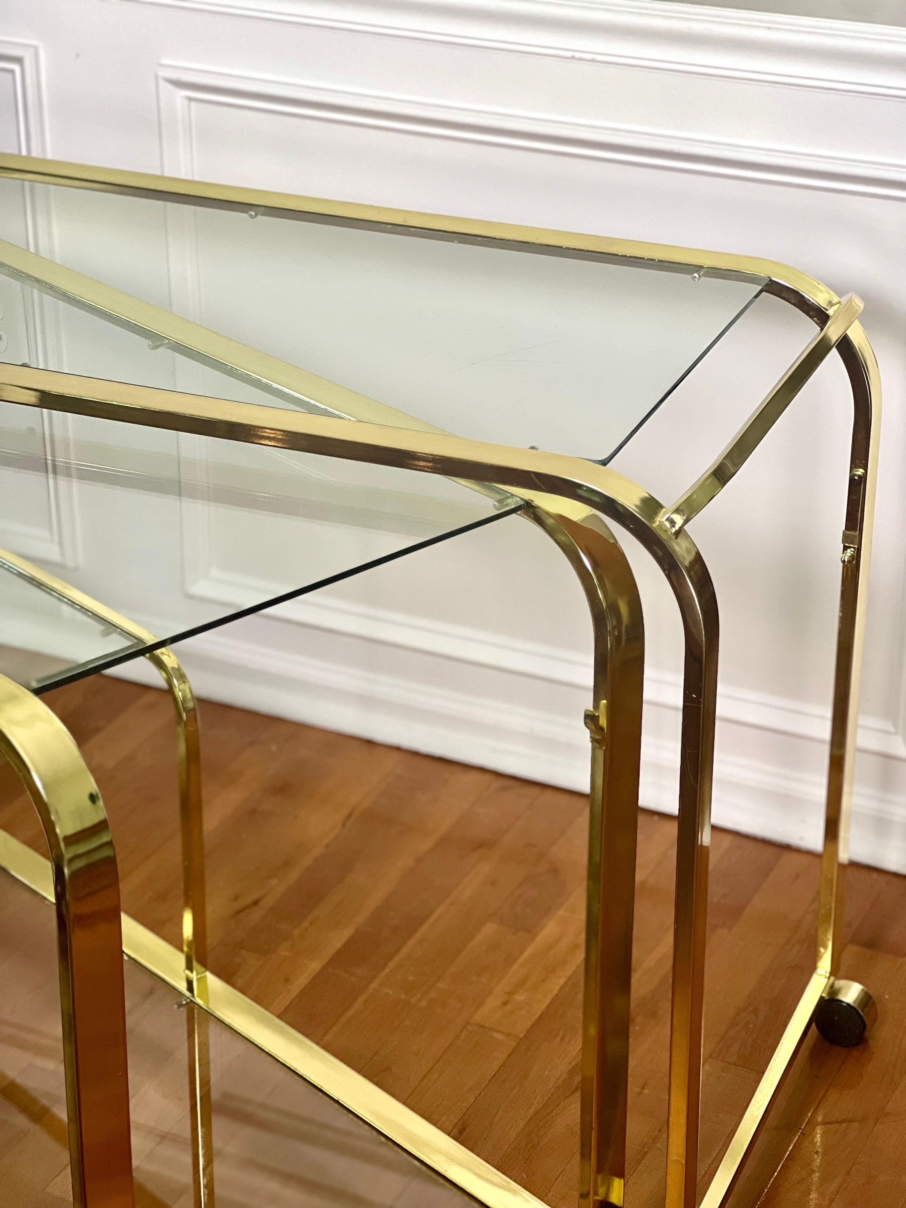 Milo Baughman for DIA Expandable Rolling Brass Bar Cart 11