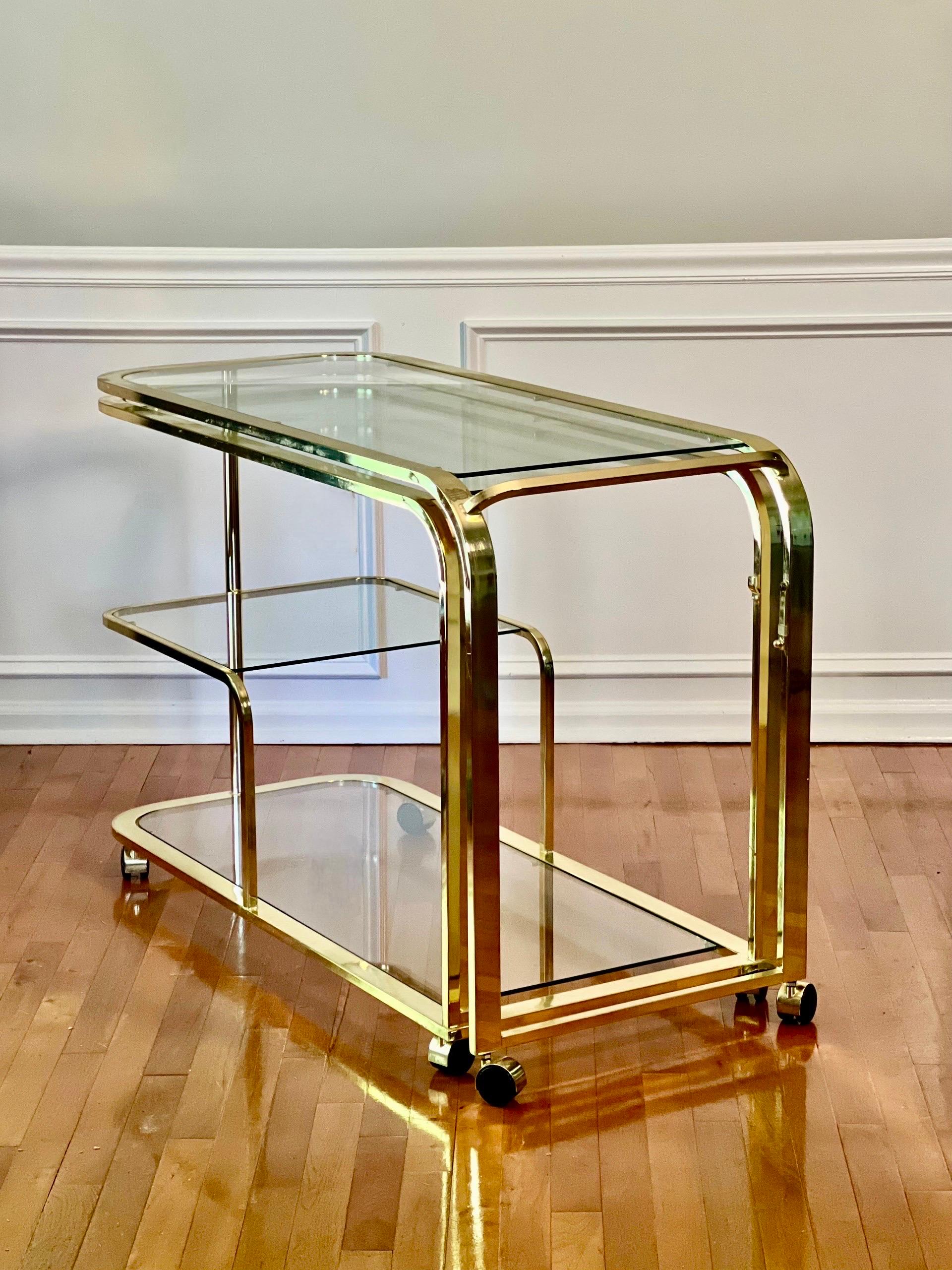 Milo Baughman for DIA Expandable Rolling Brass Bar Cart 2