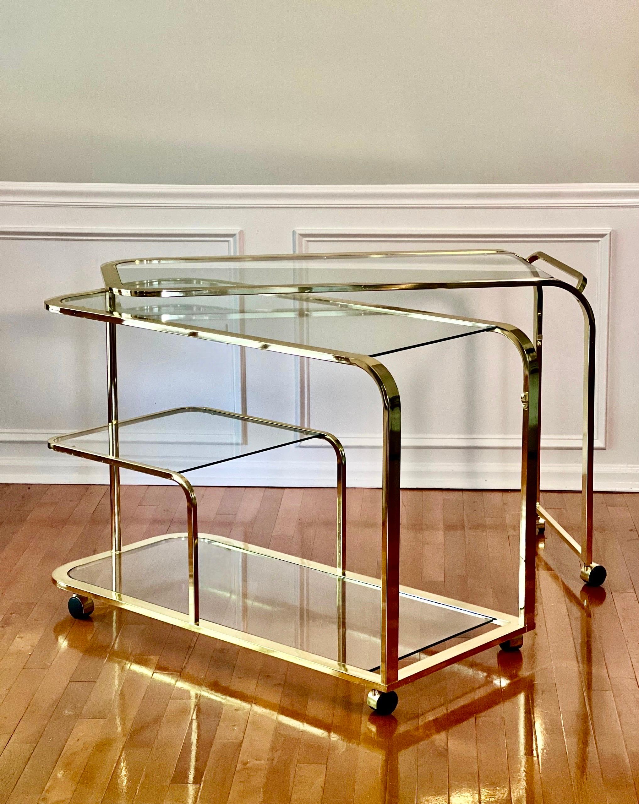 Milo Baughman for DIA Expandable Rolling Brass Bar Cart 3