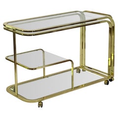 Milo Baughman pour DIA Chariot de bar roulant extensible en laiton