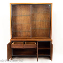 Milo Baughman for Dillingham Midcentury Bookmatched Walnut China Cabinet