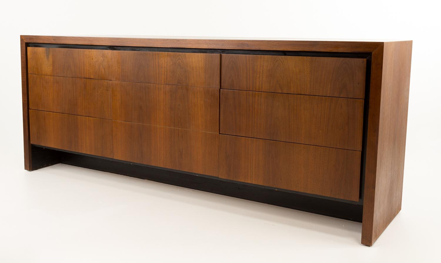 Mid-Century Modern Merton Gershun for Dillingham Mid Century Walnut Lowboy Dresser