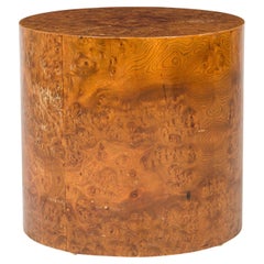 Milo Baughman for Directional Ash Burl Drum Form End / Side Table (Table d'appoint et d'extrémité en bois de frêne)