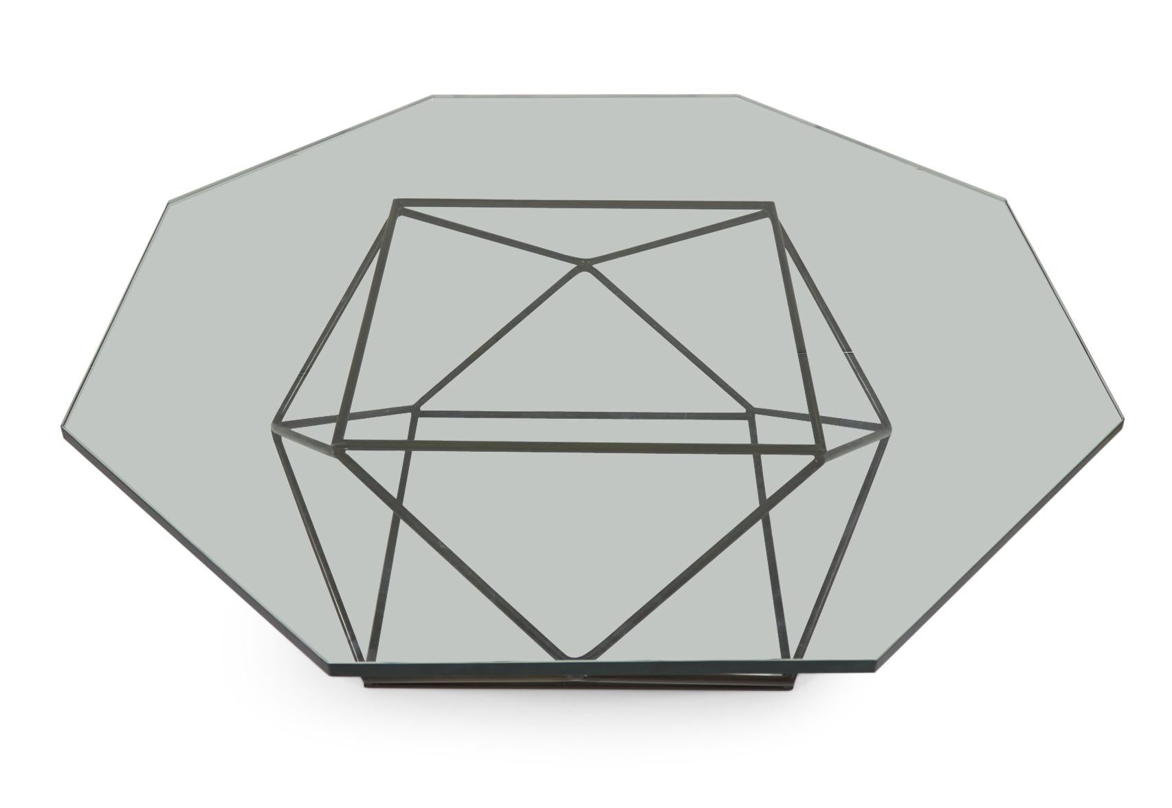 American Milo Baughman for Directional Bronze and Glass Geometric Cocktail / Coffee Table For Sale