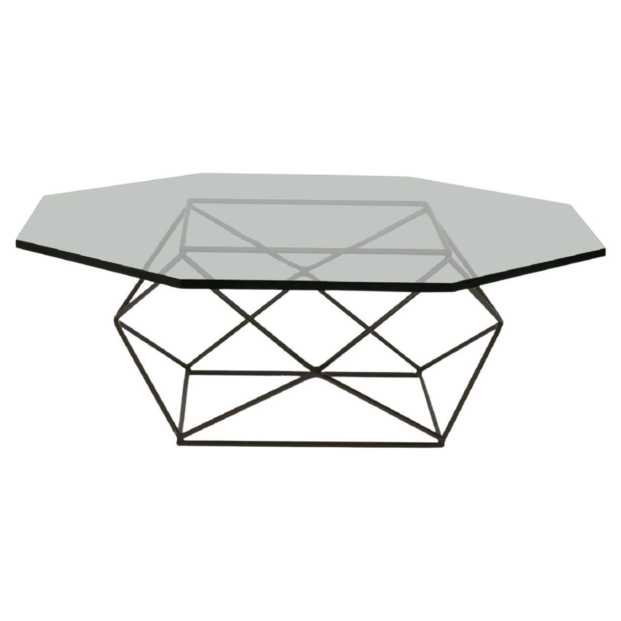Table basse géométrique en bronze et verre Milo Baughman pour Directional